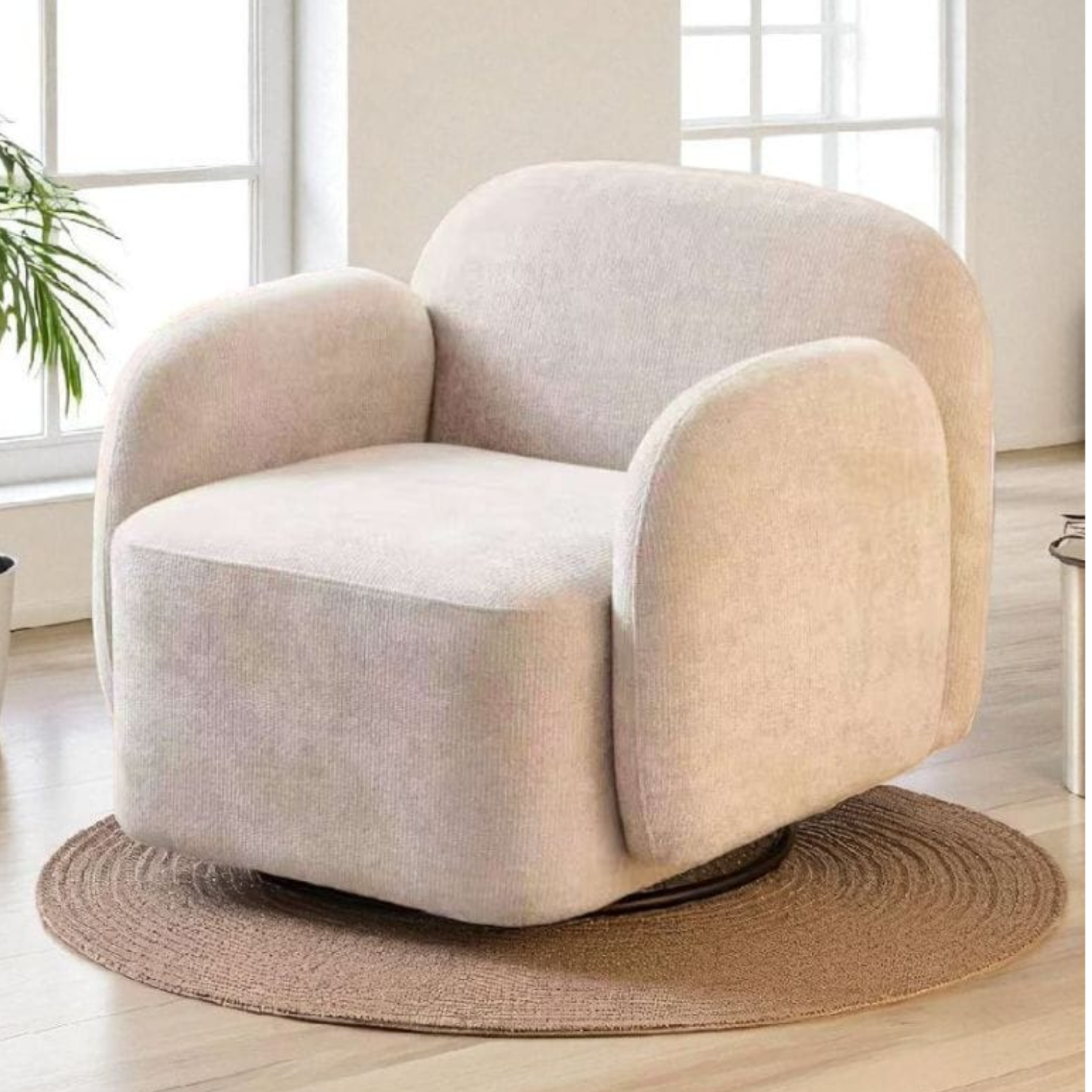 Chaise en Velours Beige Taupe – Pied Métal Noir – L.75 x P.75 x H.70 cm