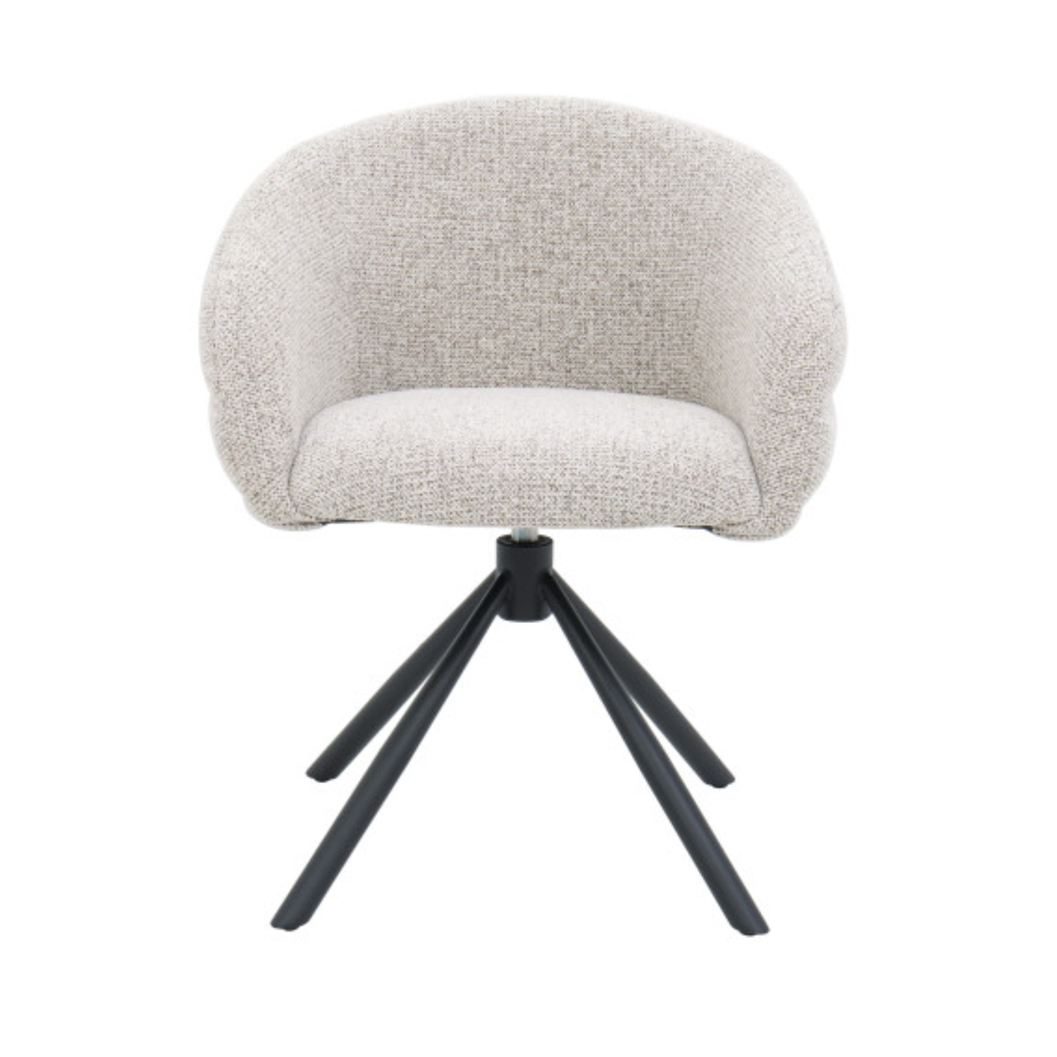Chaise design pivotante 360° – Assise en tissu texturé, piétement en acier noir (Beige ou Taupe)