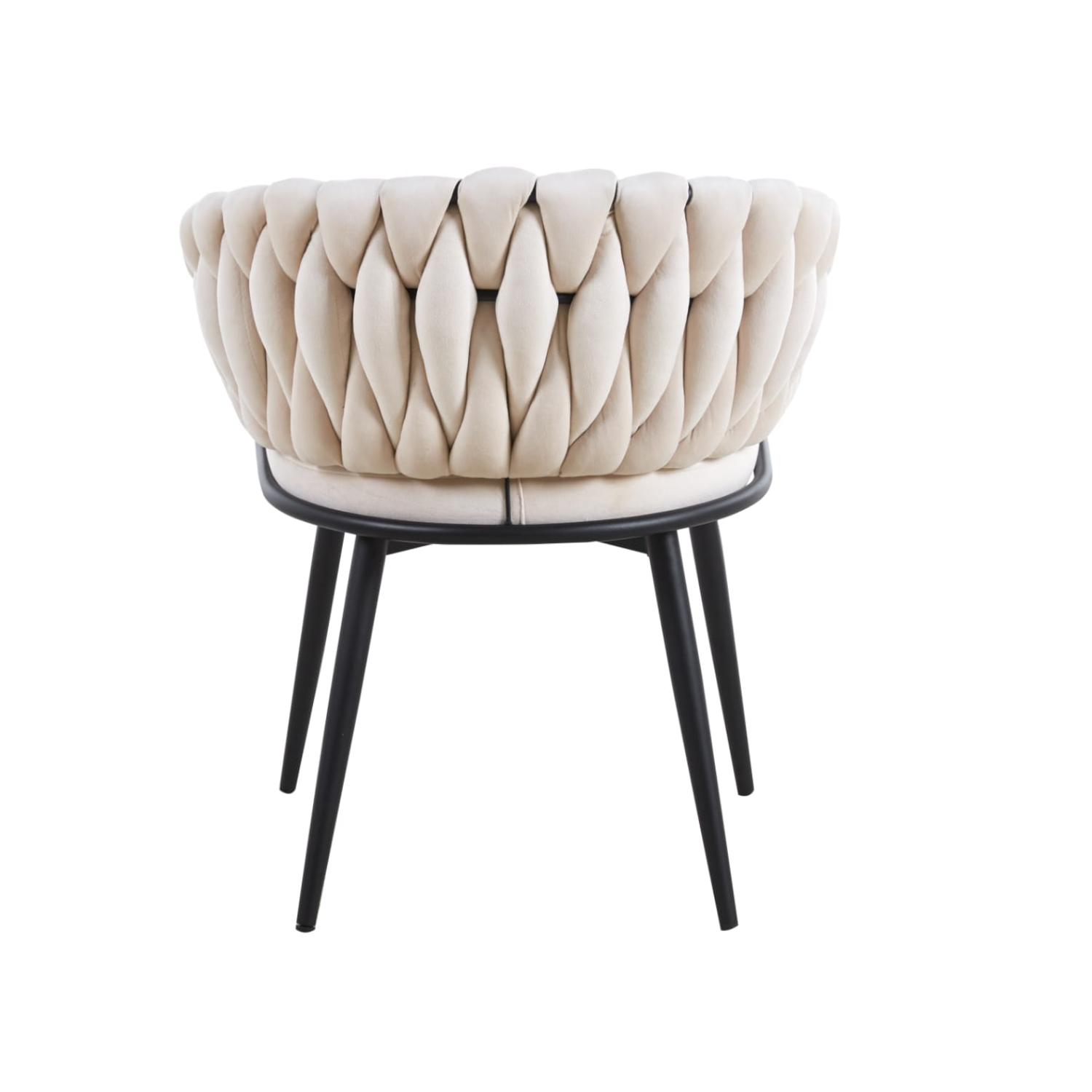 Chaise avec accoudoirs en velours et pieds métal noir