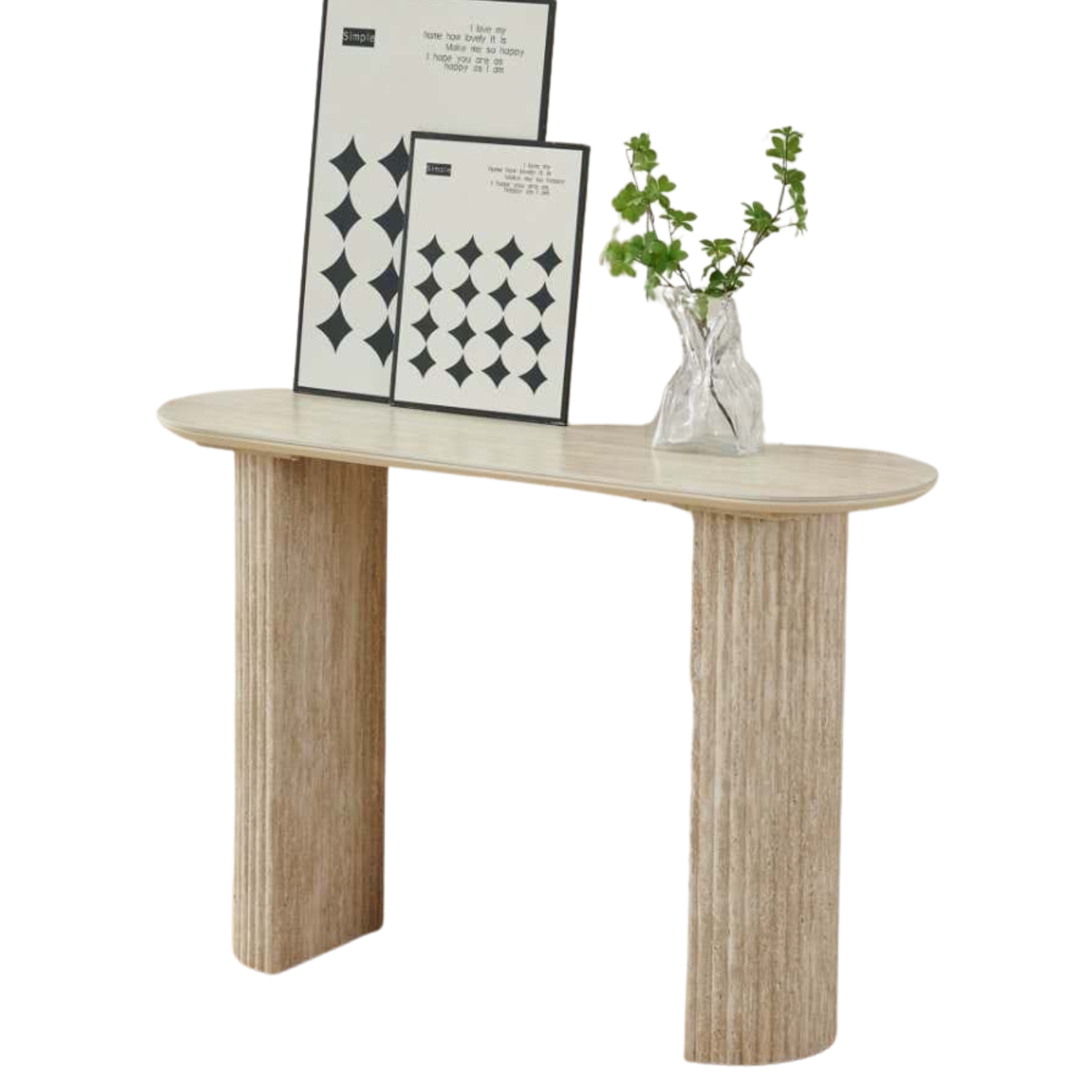 Console 120x40x80 cm – Plateau en céramique, Piétement MDF Travertin ou Noyer, Design Moderne