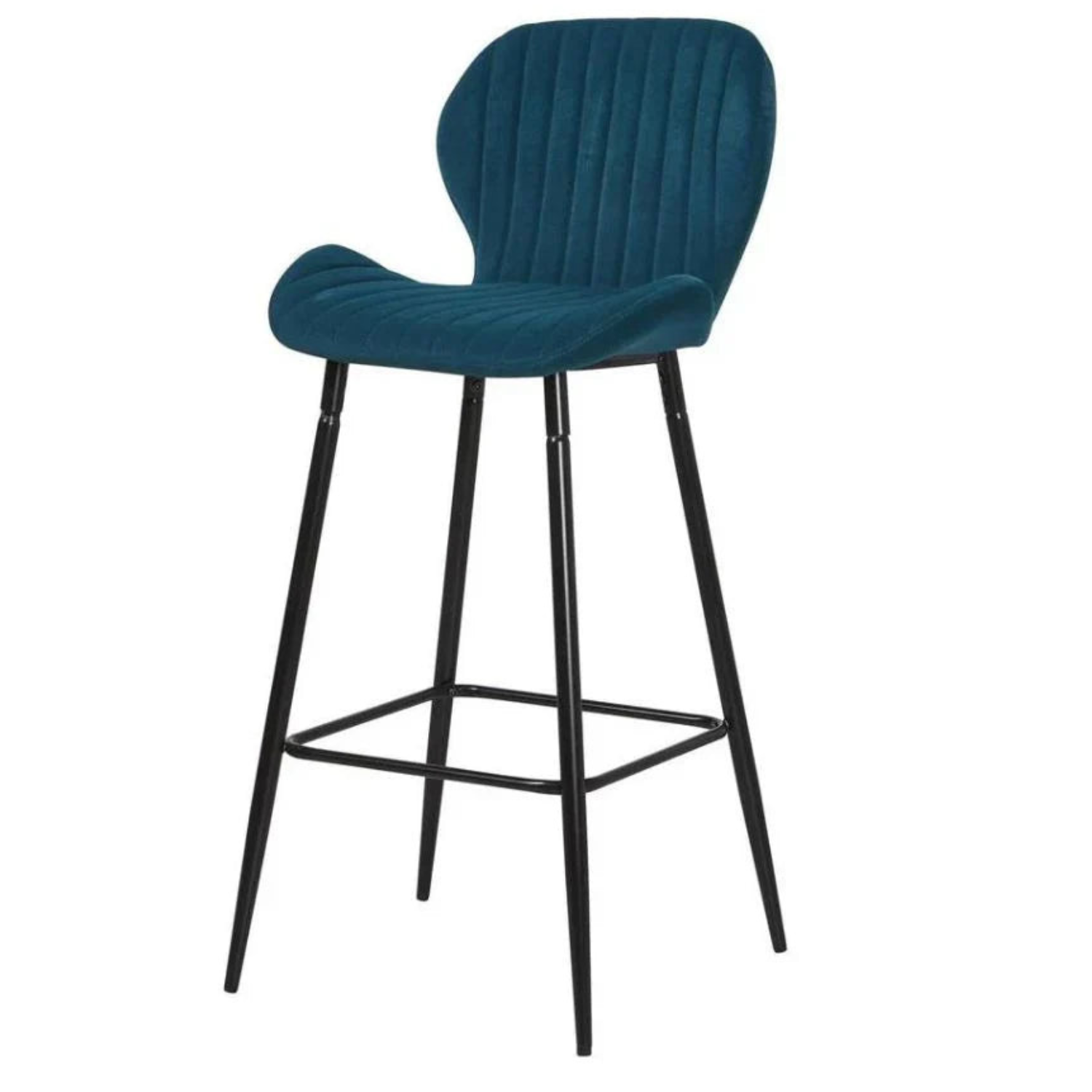 chaise de bar– Assise rembourrée en tissu, structure métal noir, design moderne et confortable