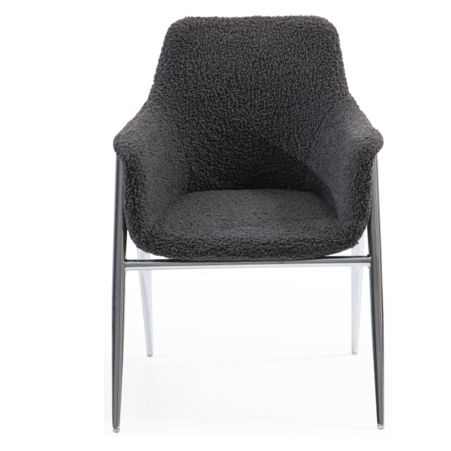 Chaise design – Assise et dossier en tissu bouclette, piétement acier (Gris foncé)