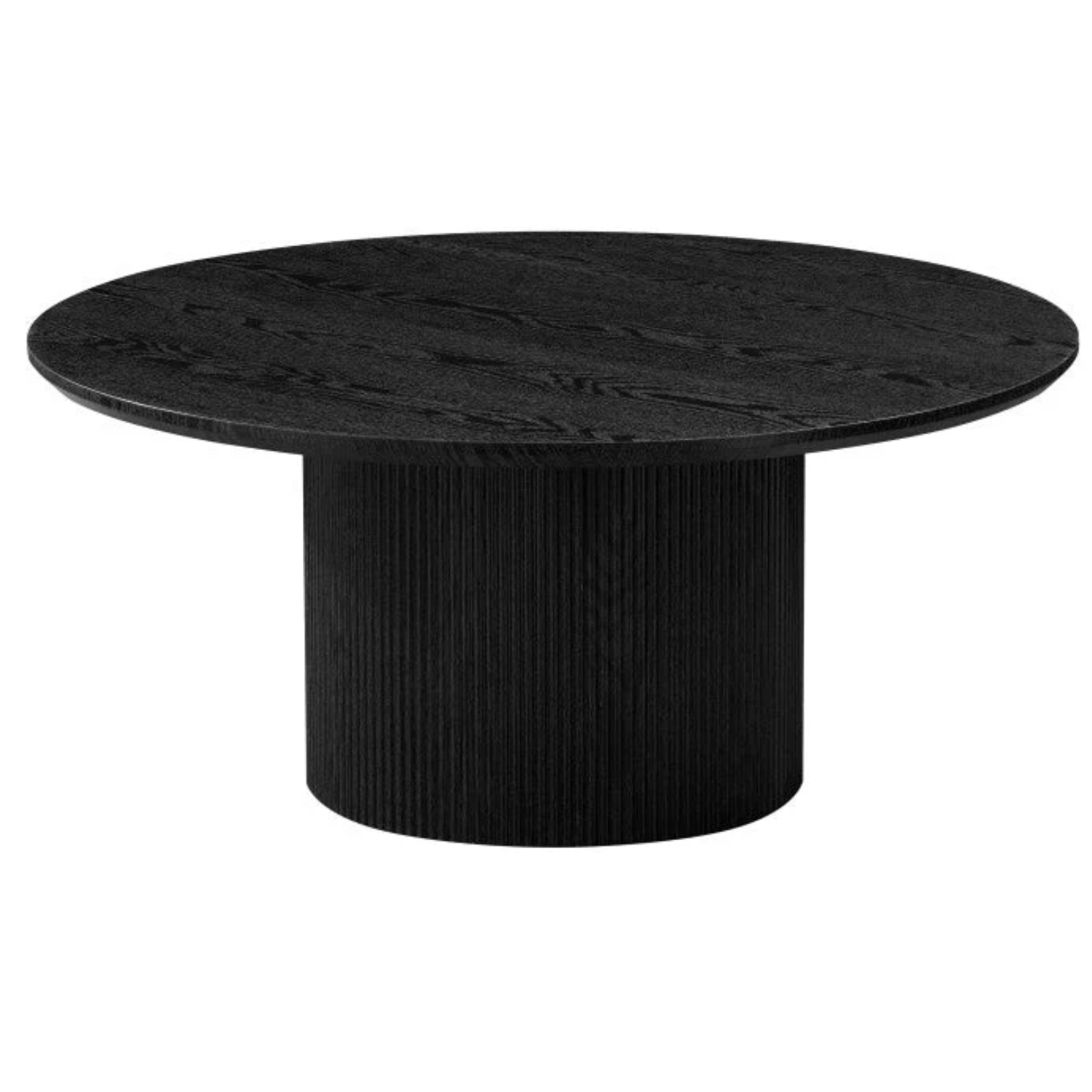 Table Basse en Chêne Noirci avec Piétement Cylindrique en MDF