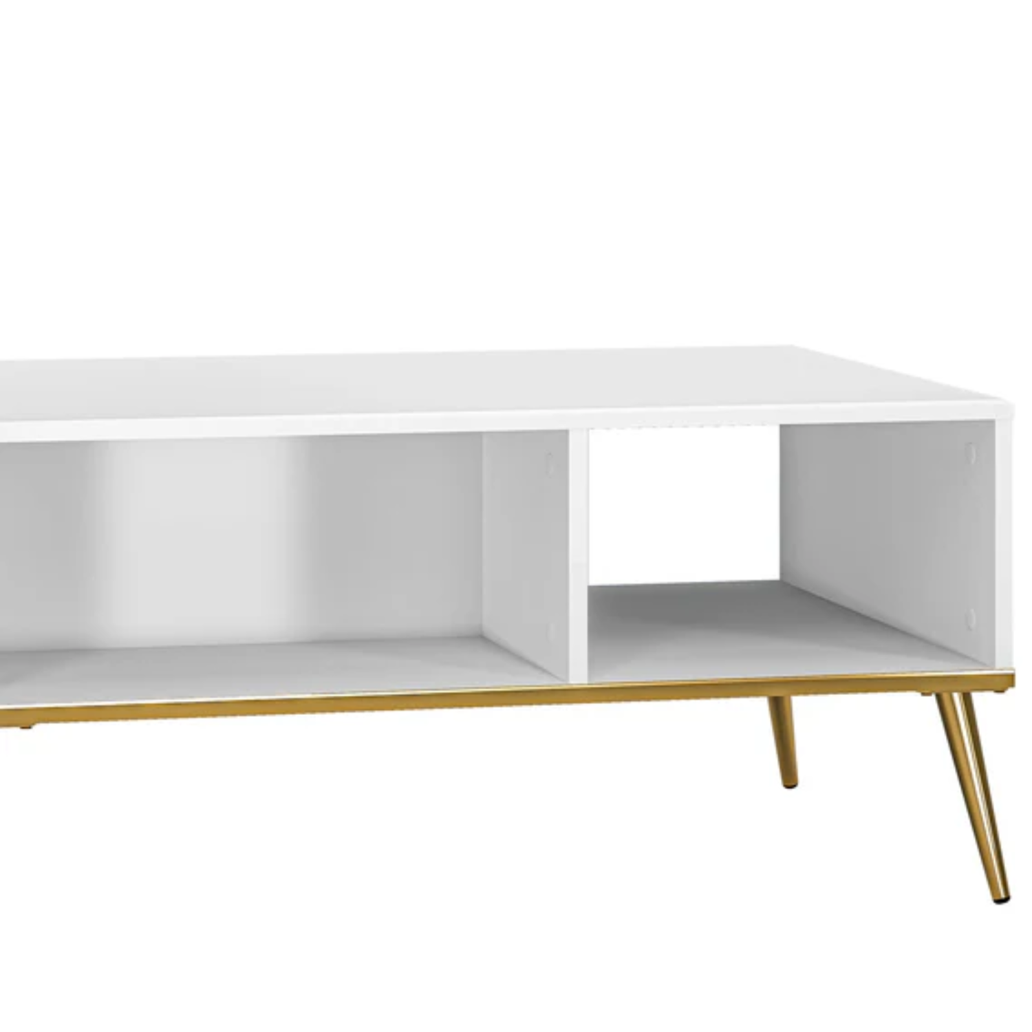 Table Basse Moderne en Bois Laqué Brillant avec pieds dorés