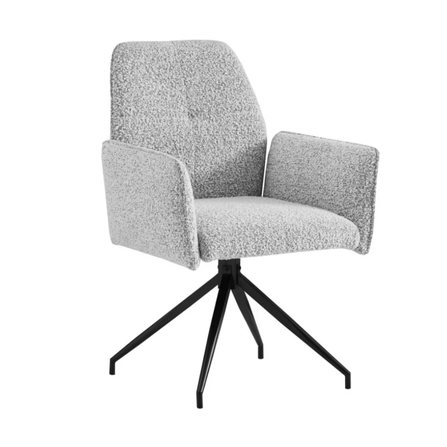 Chaise  pivotante à 360° – Revêtement tweed gris anti-tache, piètement métal noir, design moderne et confortable