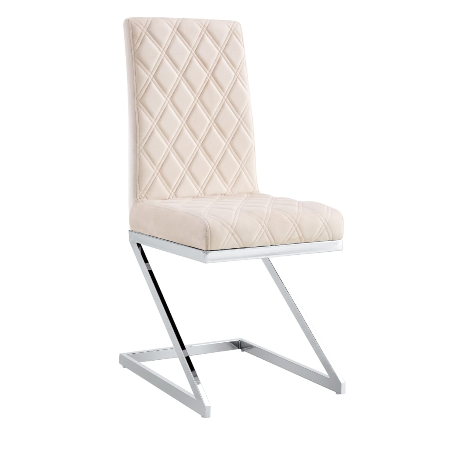 Chaise de bureau assise en velours et pieds en acier