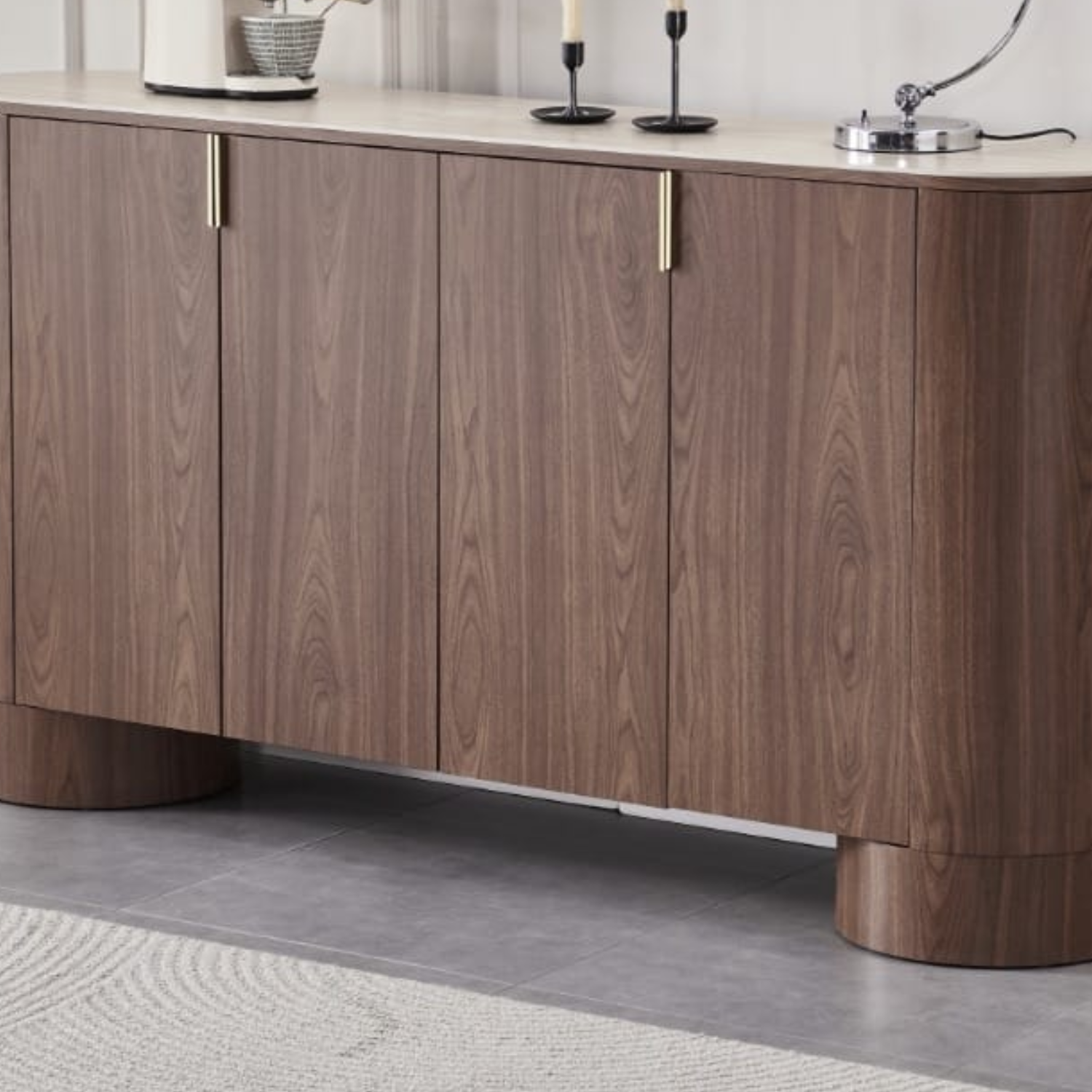Buffet 180x40x100 cm – Plateau en céramique et piétement MDF/Inox