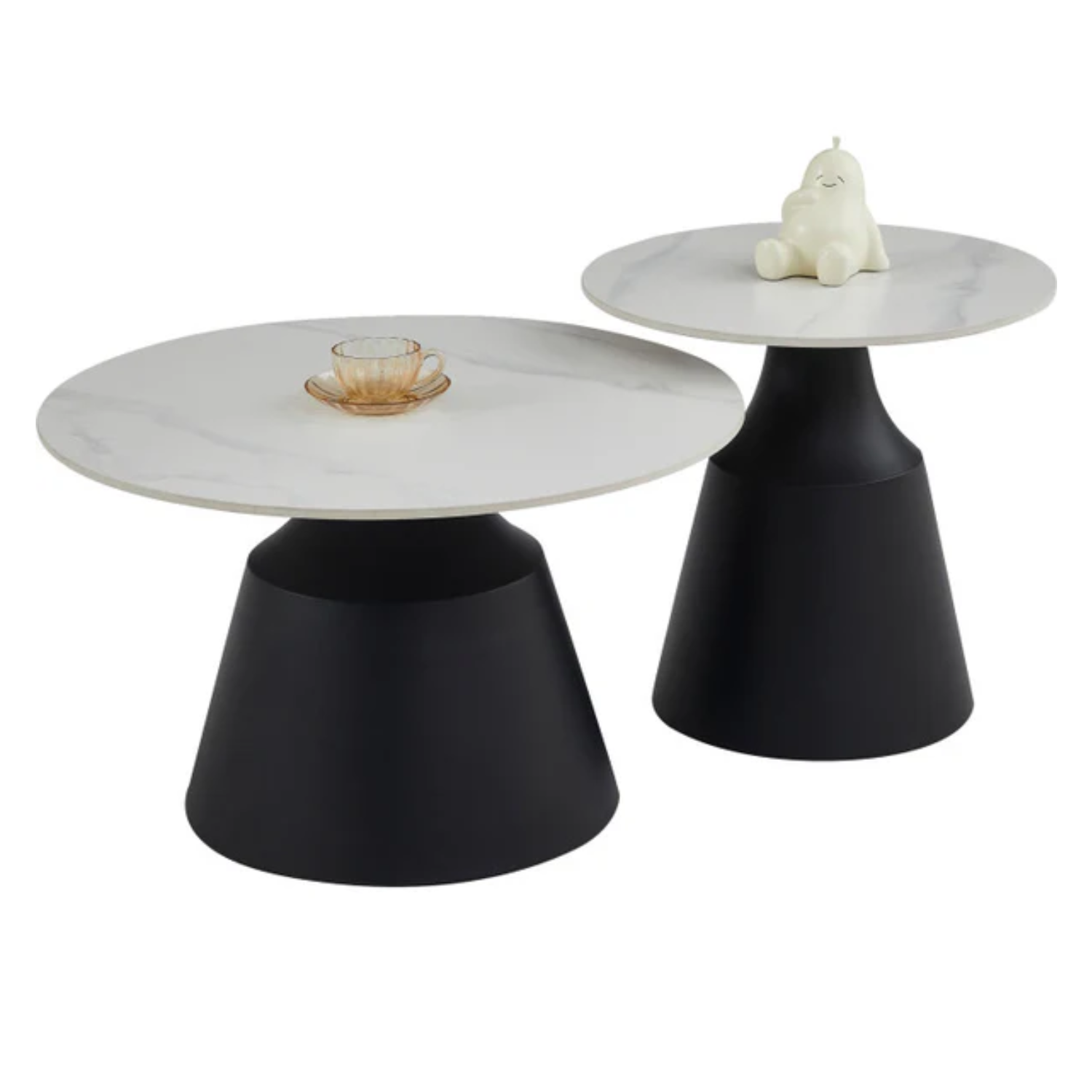 Table basse avec plateau en céramique et piétement en acier