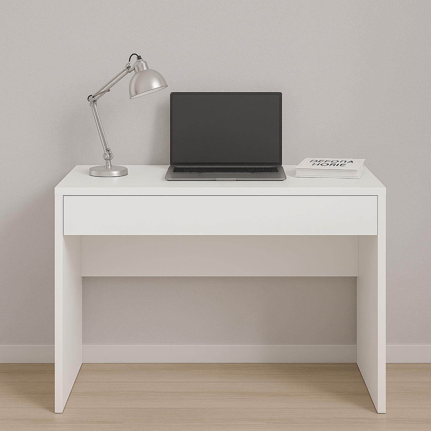 Bureau moderne blanc – Compact, résistant et design épuré pour espace de travail
