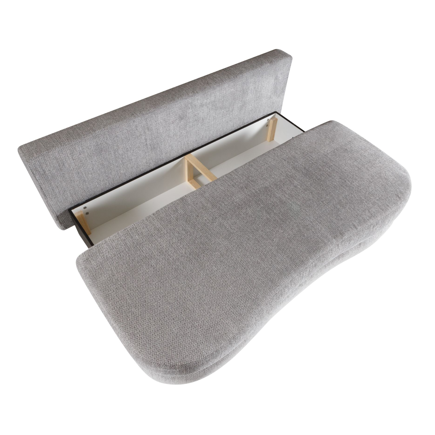 Canapé avec fonction couchage DL, ressorts Bonnell et rangement intégré.