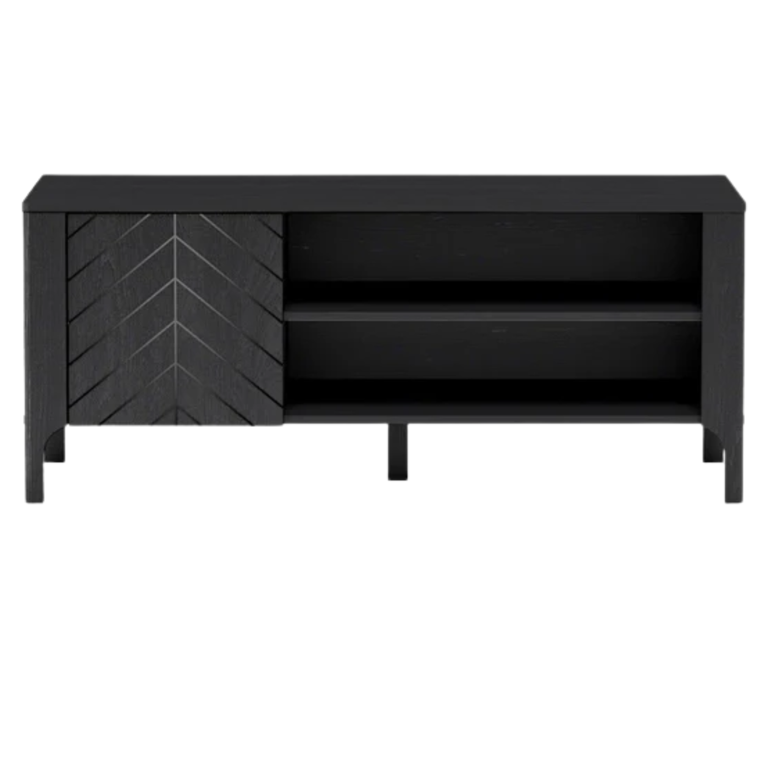 Meuble TV 135 cm – Noir mat avec façade motif chevrons