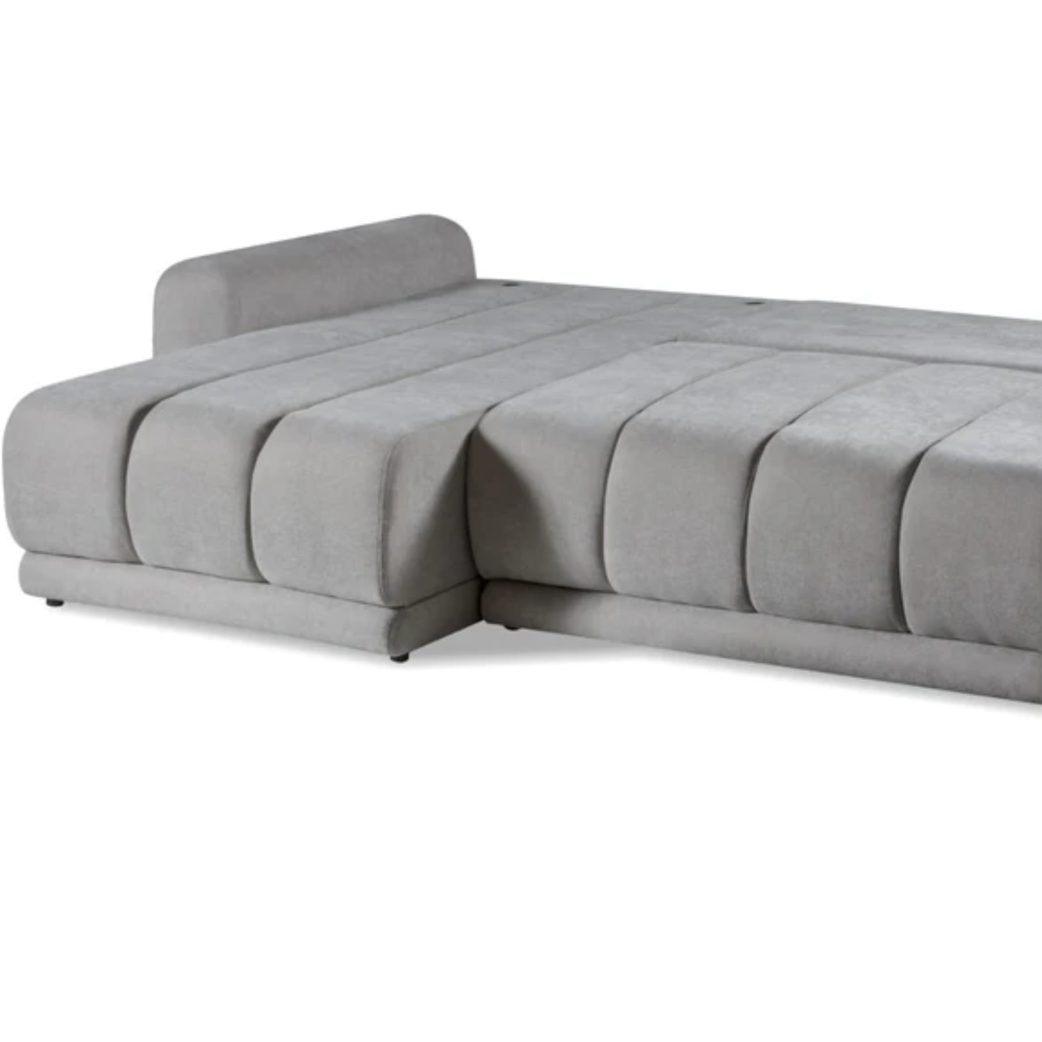 Canapé panoramique convertible Gris avec lit intégré et finitions haut de gamme