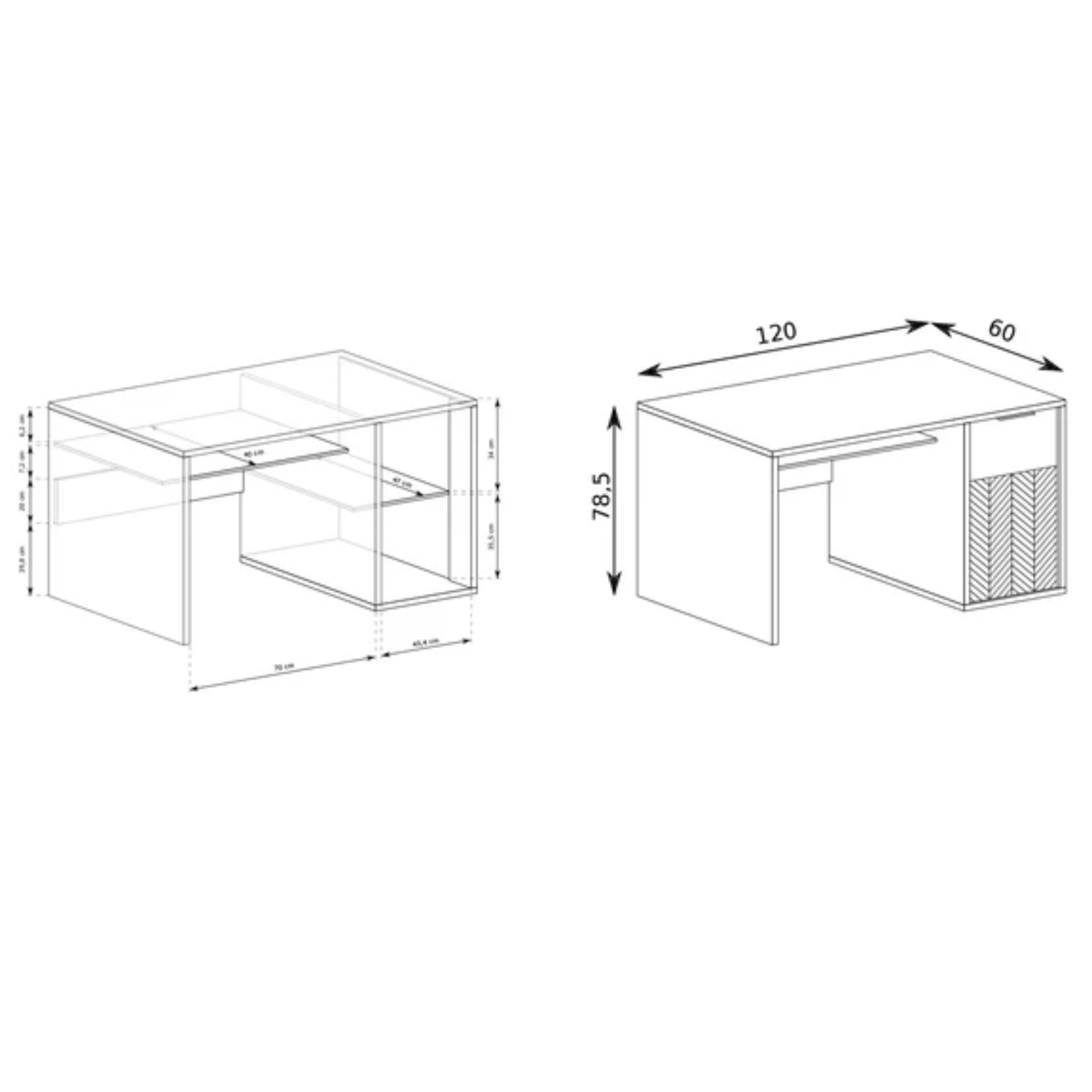 Bureau – Design moderne chêne caramel avec rangement et étagère coulissante
