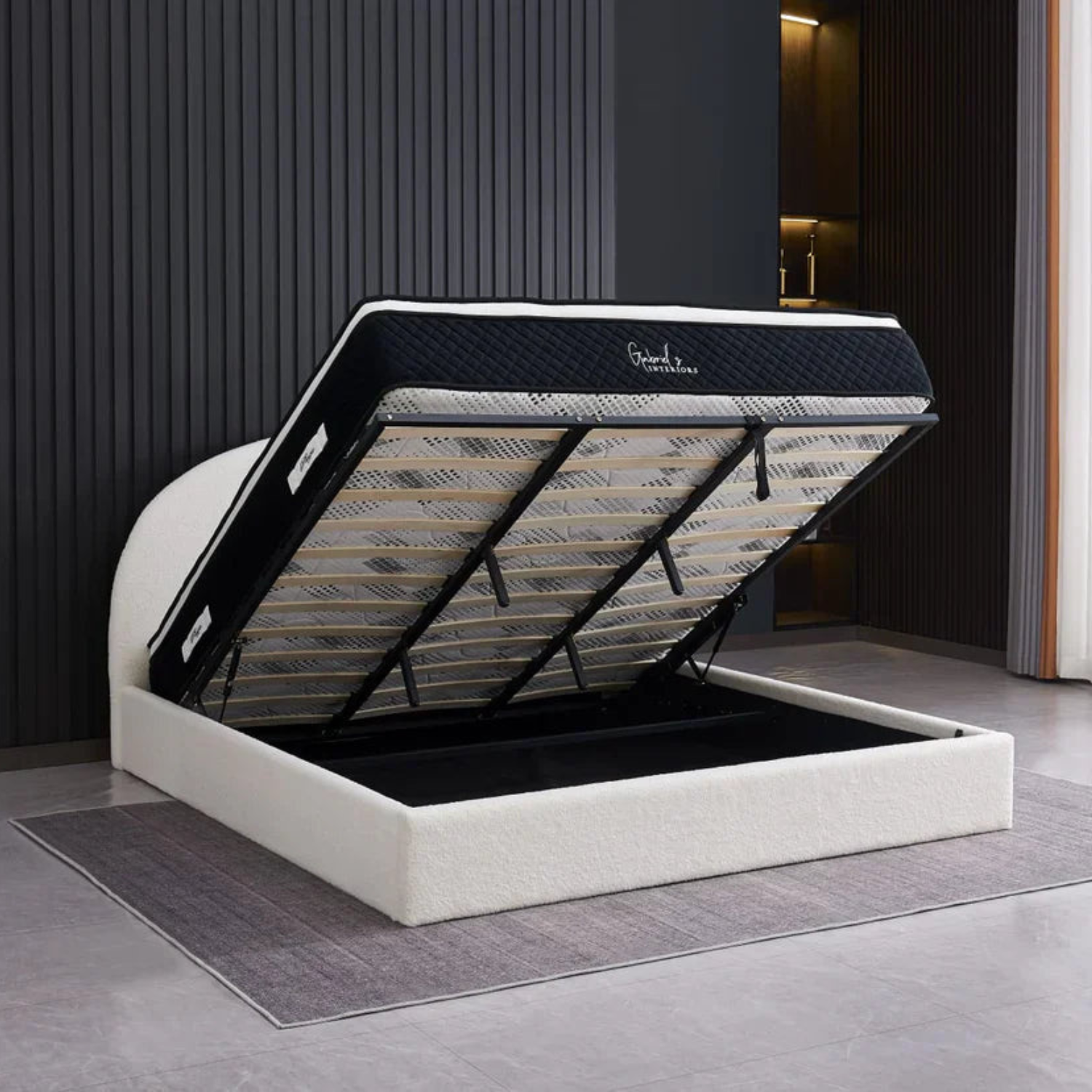 Lit Coffre Double Allegra – Élégance & Rangement Discret