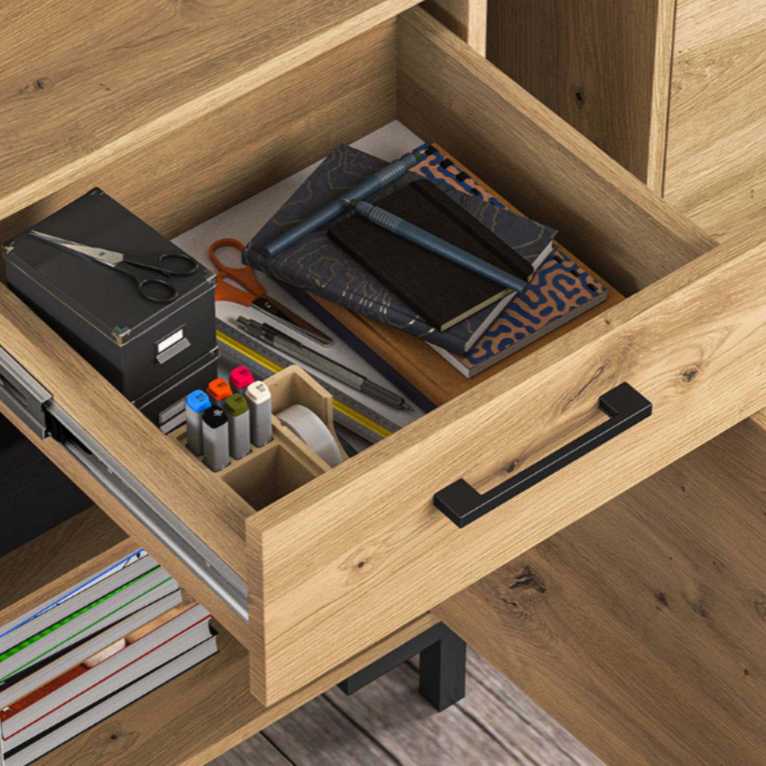 Bureau en Chêne Artisanal avec Bordure ABS - Résistant aux Rayures et Humidité, Design Moderne et Fonctionnel