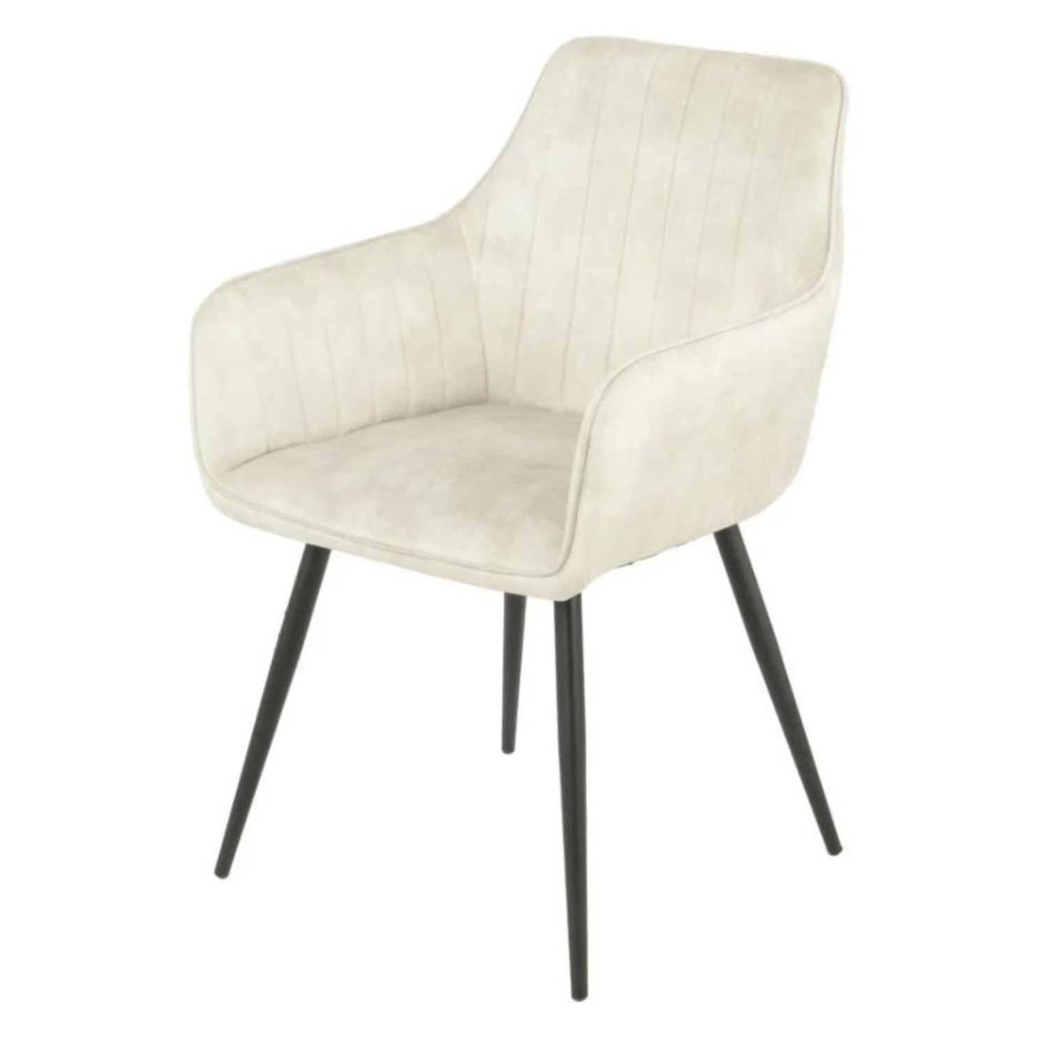 Chaise – Assise Rembourrée en Tissu Gris ou Beige, Pieds Métal Noir, Design Rustique et Contemporain