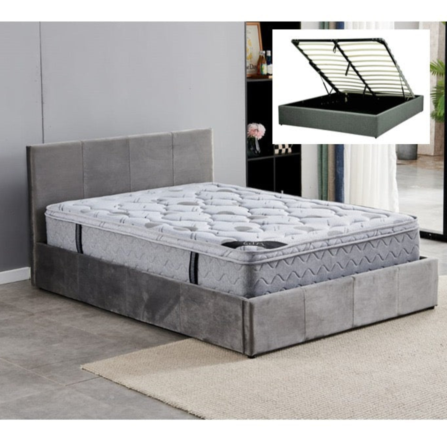 Lit Coffre en Velours – Design Élégant avec Rangement Pratique | 140x190 cm