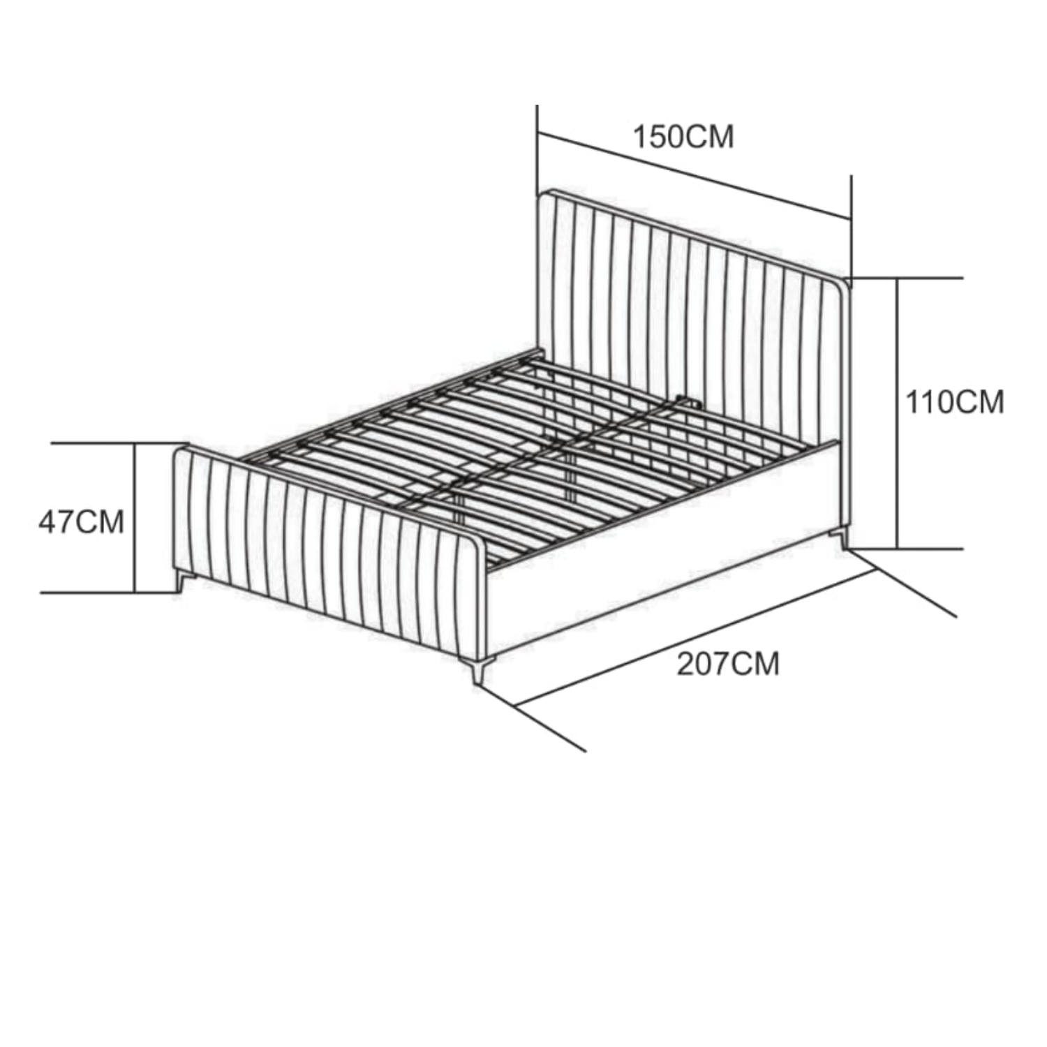 Lit revêtement en velours et sommier à latte en bois