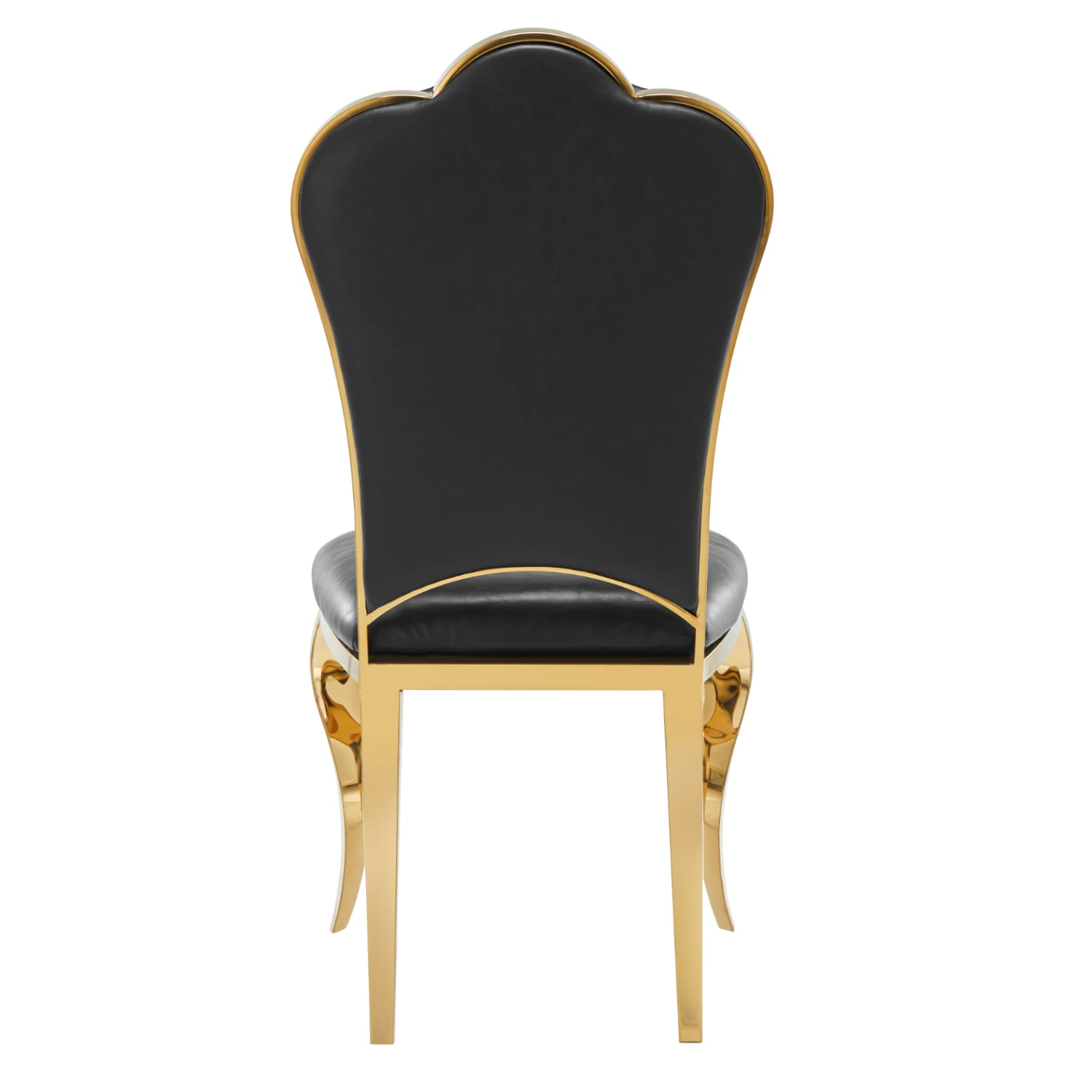 Chaise Gold avec  Assise simili-cuir et  Piètement acier inoxydable doré ou argenté