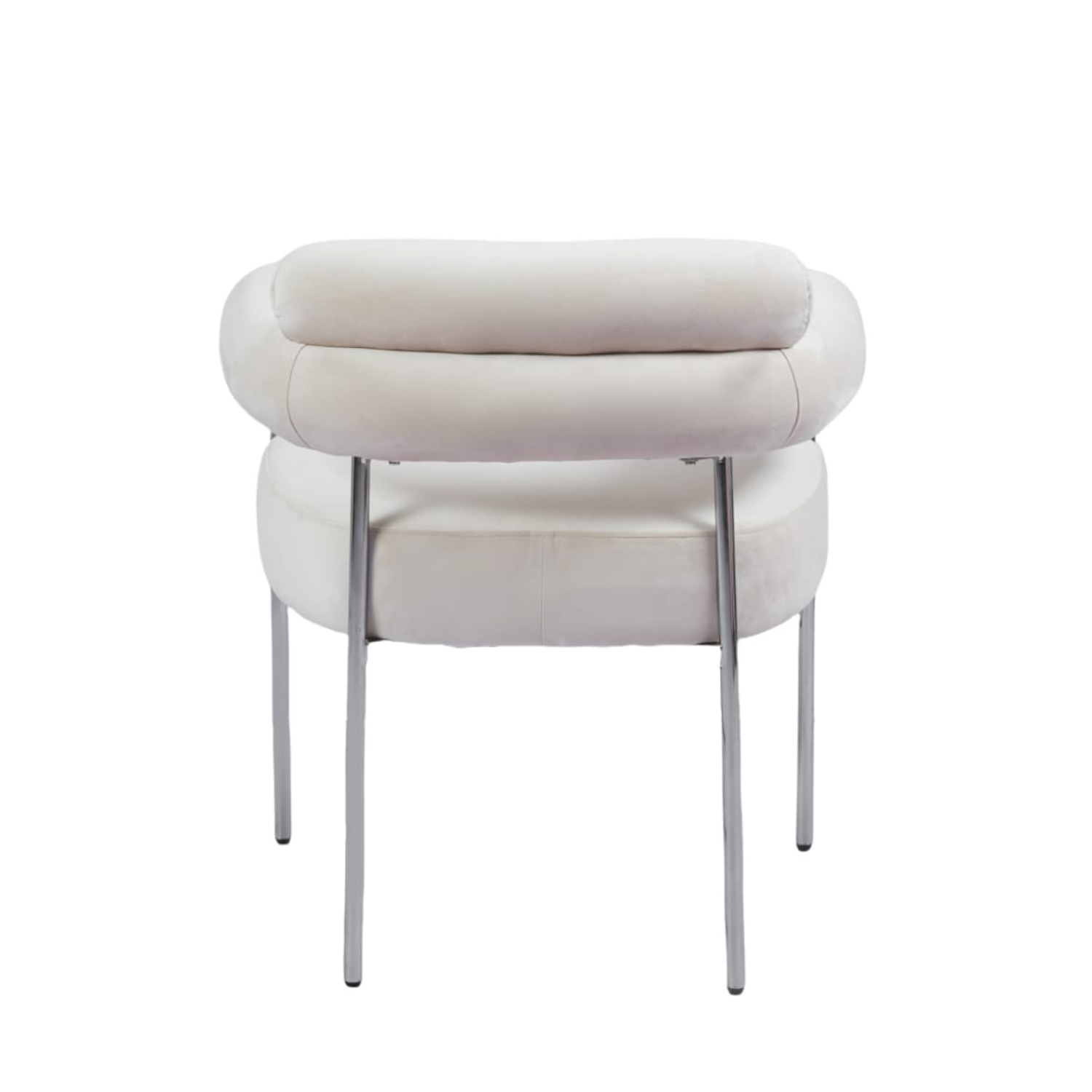 Chaise en  Tissu Bouclé Blanc Doudou ou Velours avec piétement métallique