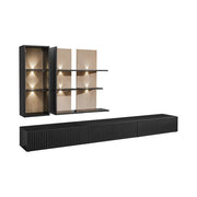 SOUL wall unit 300 cm with lighting, black and Vicking chêne — vue 3