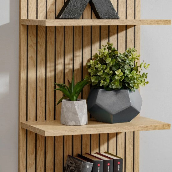 JOY wall unit 180 cm with a striped panel, Cremona chêne — vue 3