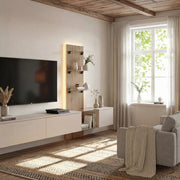 LUZZ wall unit 220 cm with lighting, Szara Glina and Coast Evoke chêne — vue 3
