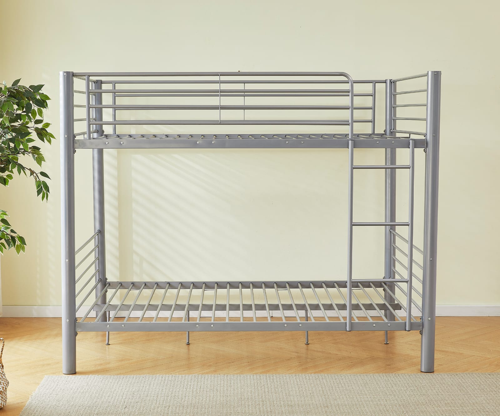 Lit superposé gris avec revêtement et sommiers en acier – 1+1 / 2+1 / 2+2 – 90x190 cm et 140x190 cm|Destockage|Decora Home