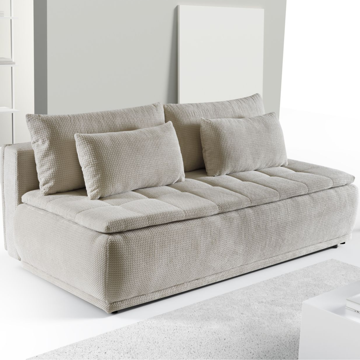 Canapé-lit 220 cm avec fonction couchage DL et coffre – grand confort et design épuré