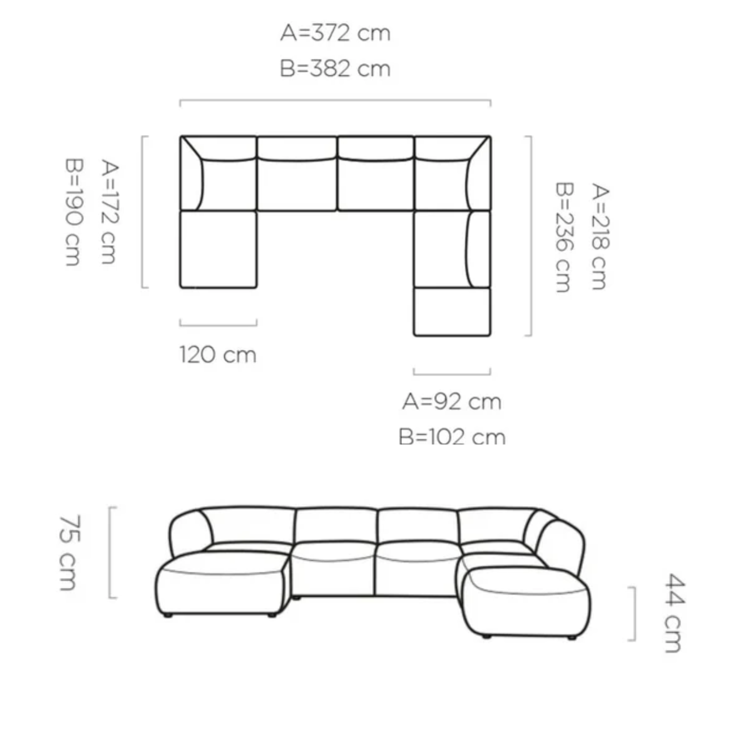 Canapé d'Angle XL en forme U Élégance et Confort