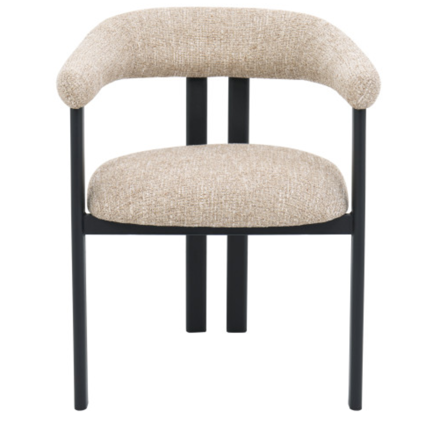 Chaise design – Tissu bouclé marron & piètement métal noir