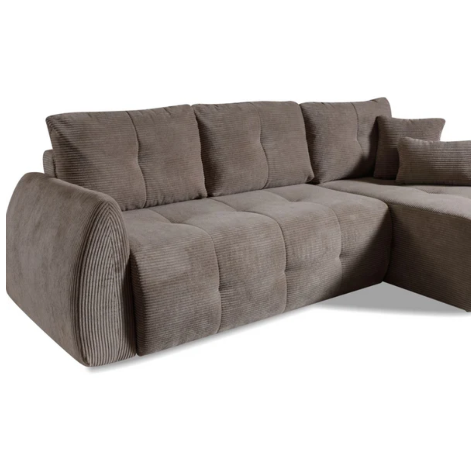 Canapé d'angle extensible matelassé 252 cm avec coffre marron