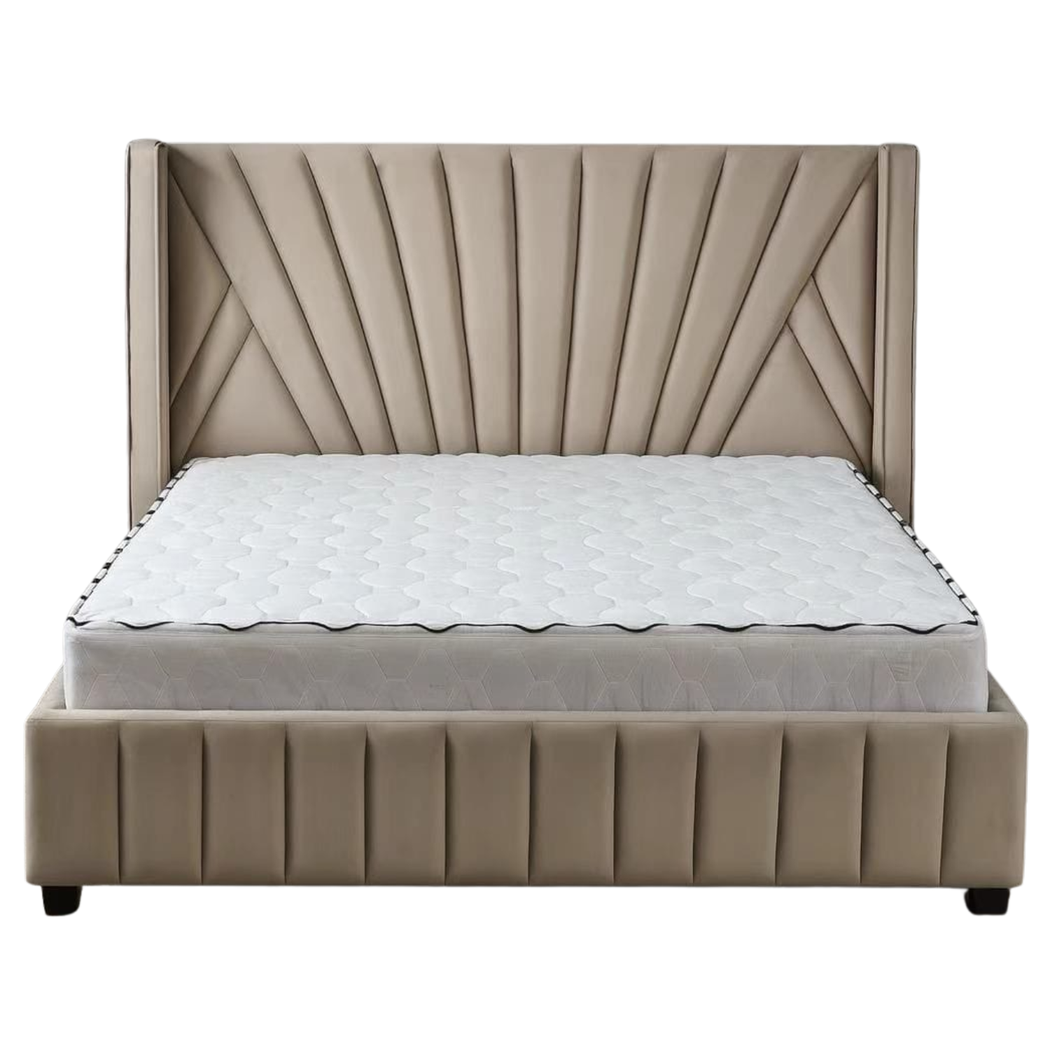 Lit velours – Cadre de lit avec sommier – 140x190, 160x200 – Beige, Gris, Taupe