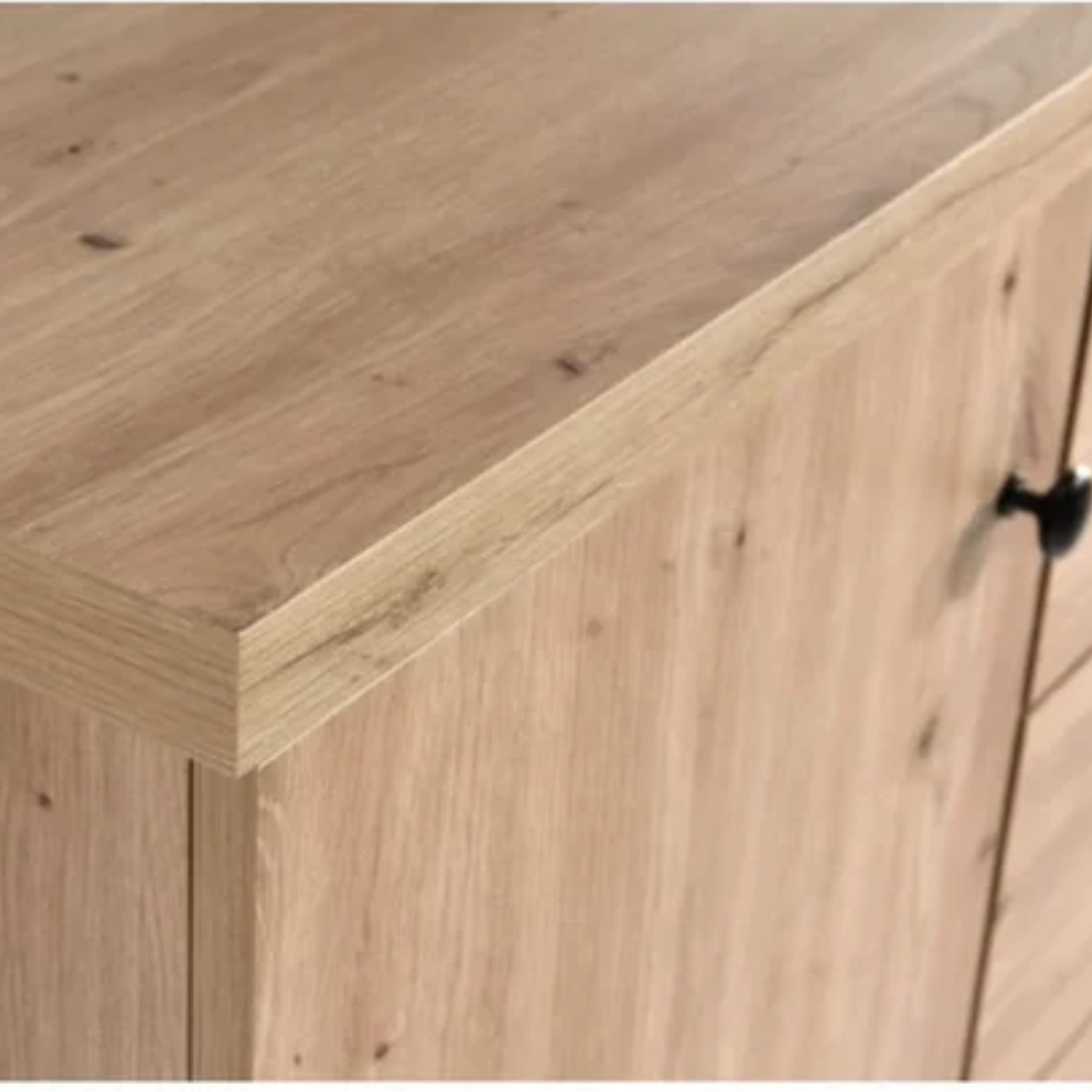 Meuble TV moderne 160 cm – Façade noire à lattes et corps bois Artisan – 2 tiroirs