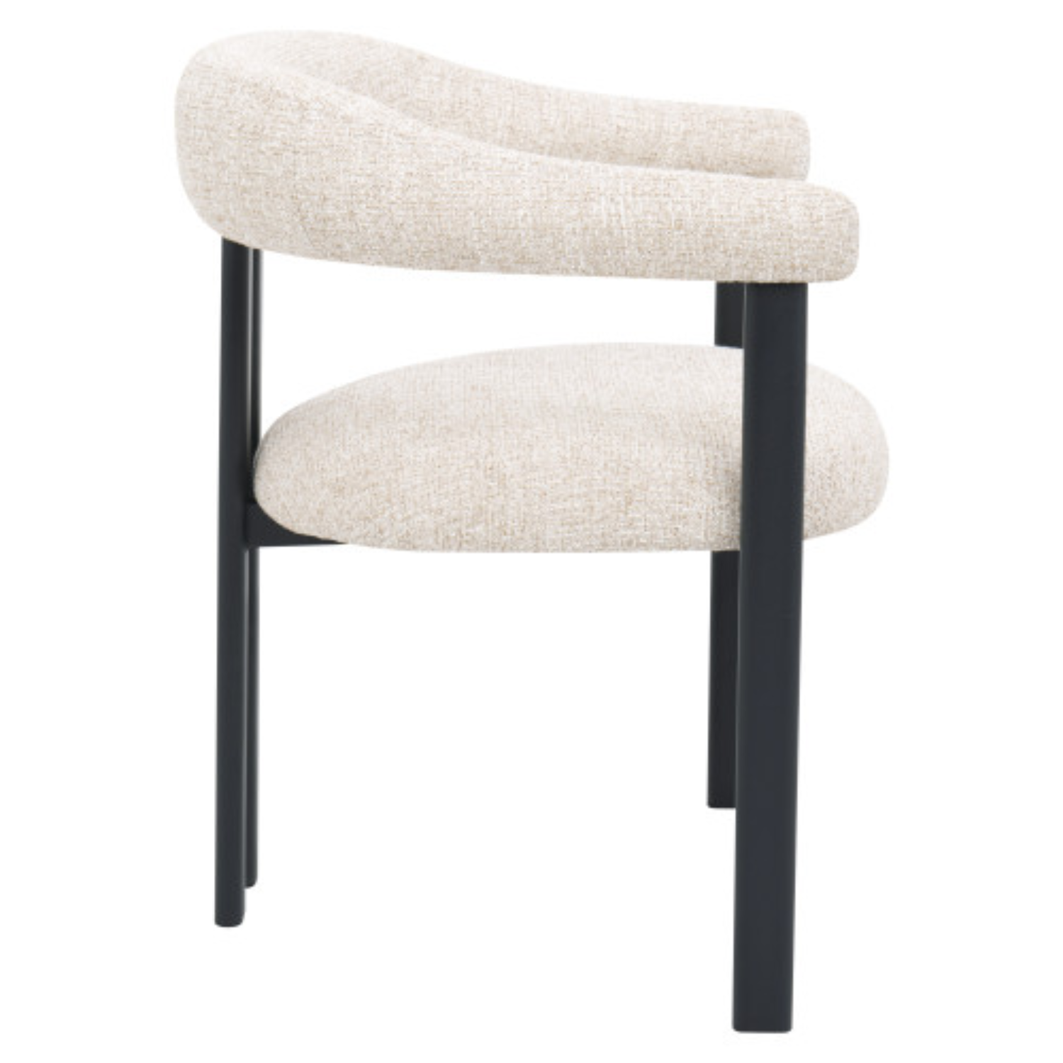 Chaise design – Tissu bouclé marron & piètement métal noir