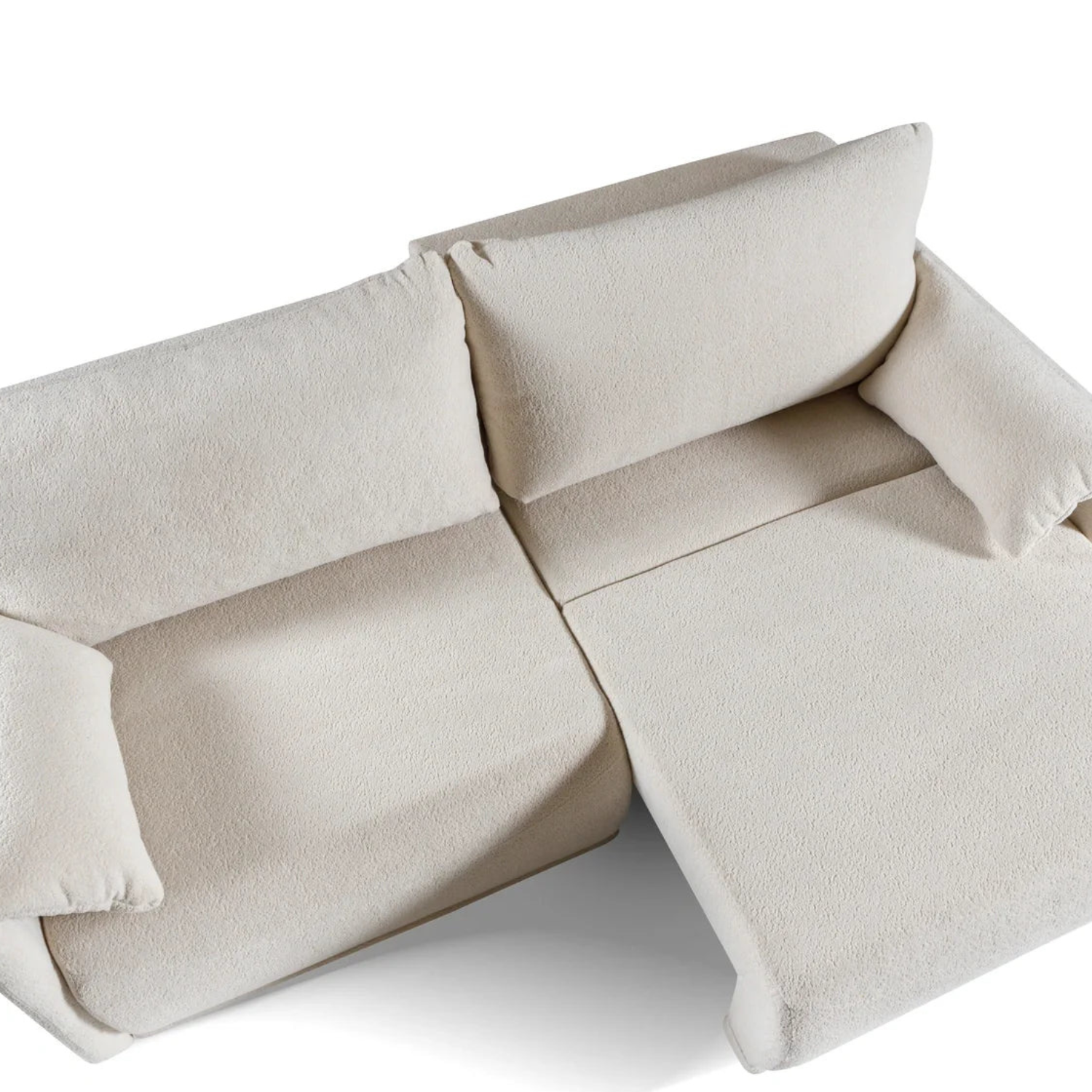 Canapé d’angle convertible écru avec couchage intégré design moderne