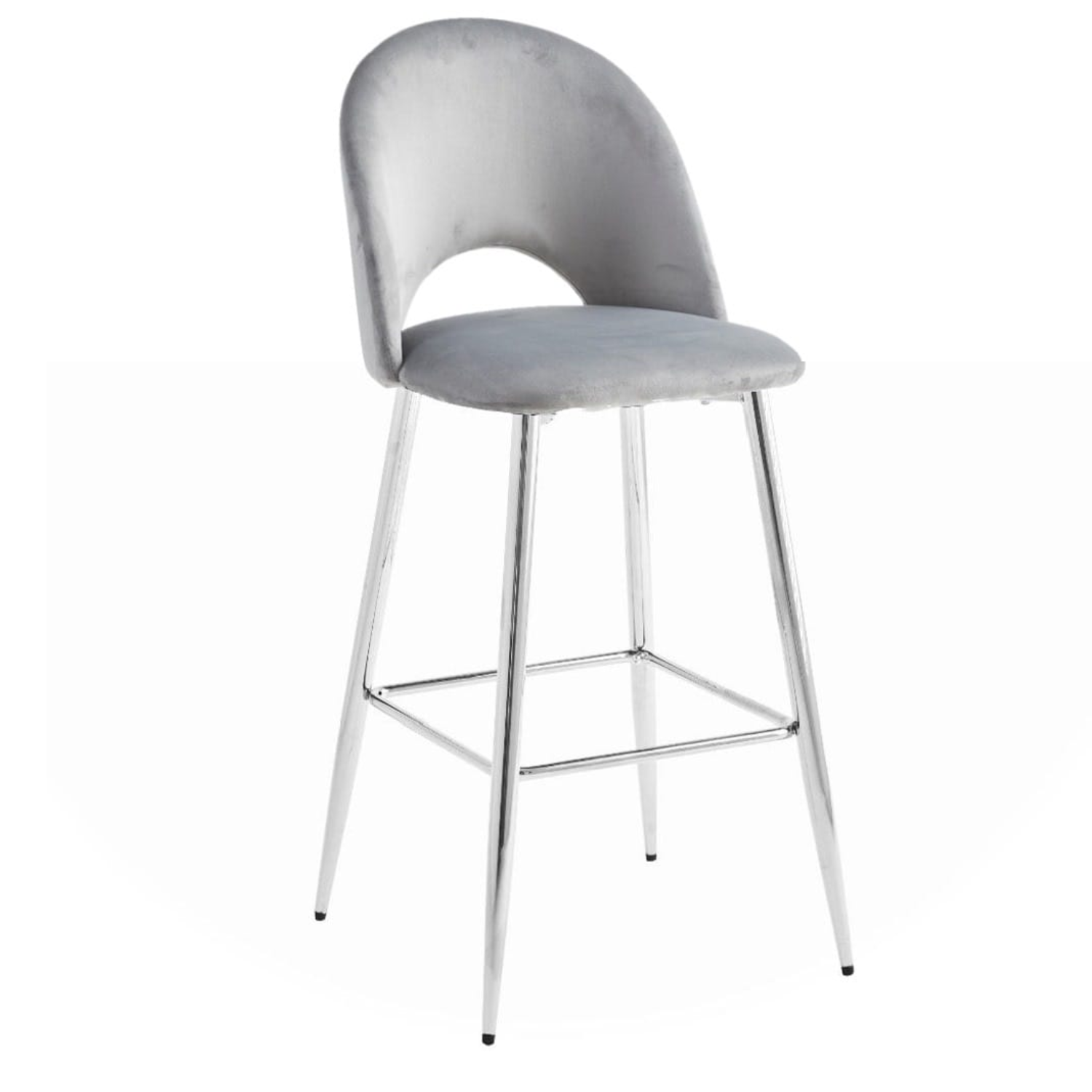 Chaise de bar en velours avec piètement  doré, argenté ou noir –  L45 x P45 x H112 cm