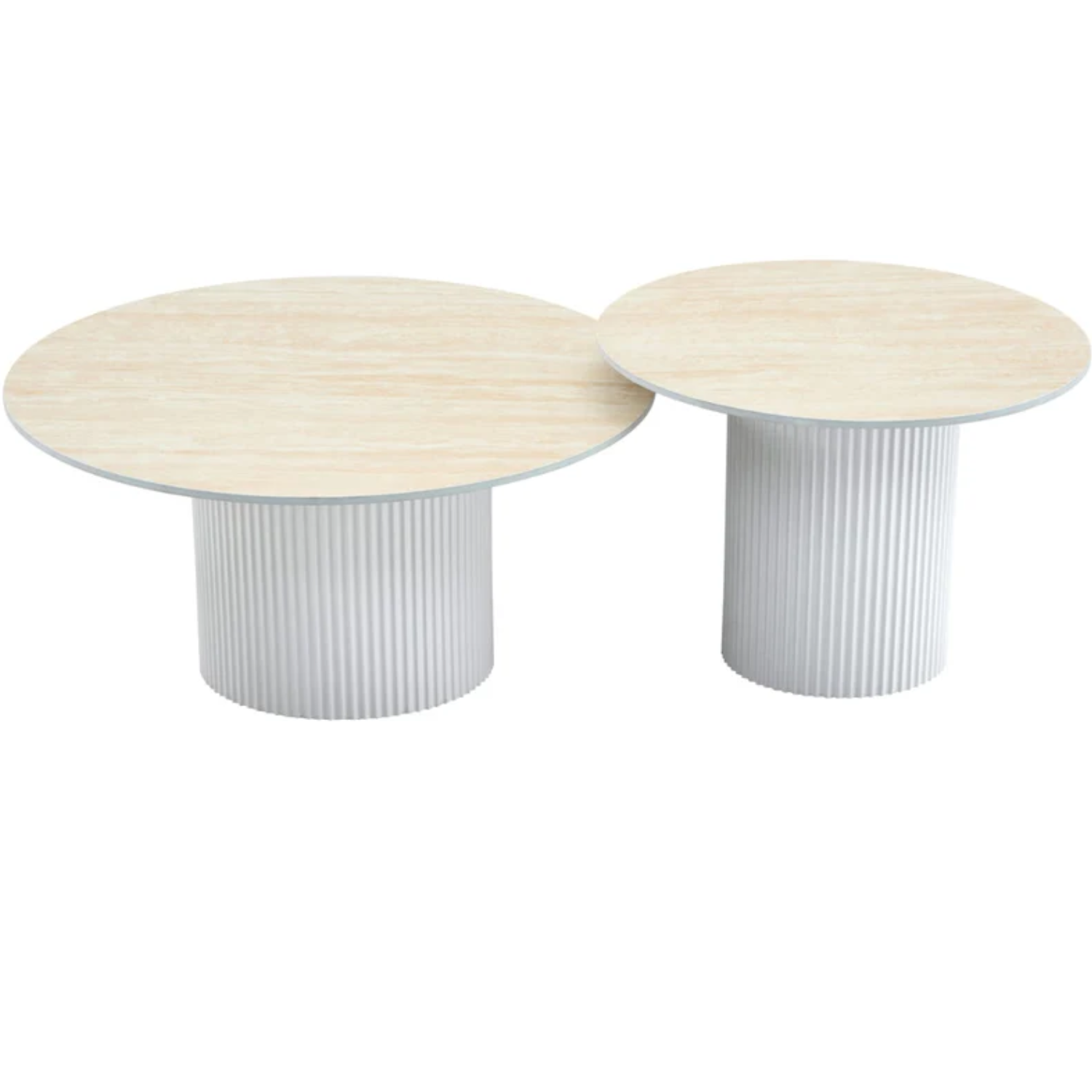 Table basse gigogne plateau céramique travertin ou blanc