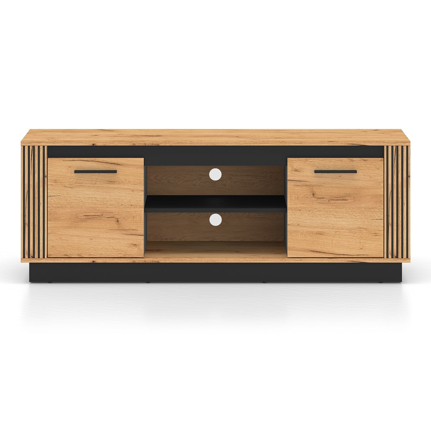 Meuble TV moderne – Chêne Craft Or et Noir – Résistant aux rayures et à l’humidité