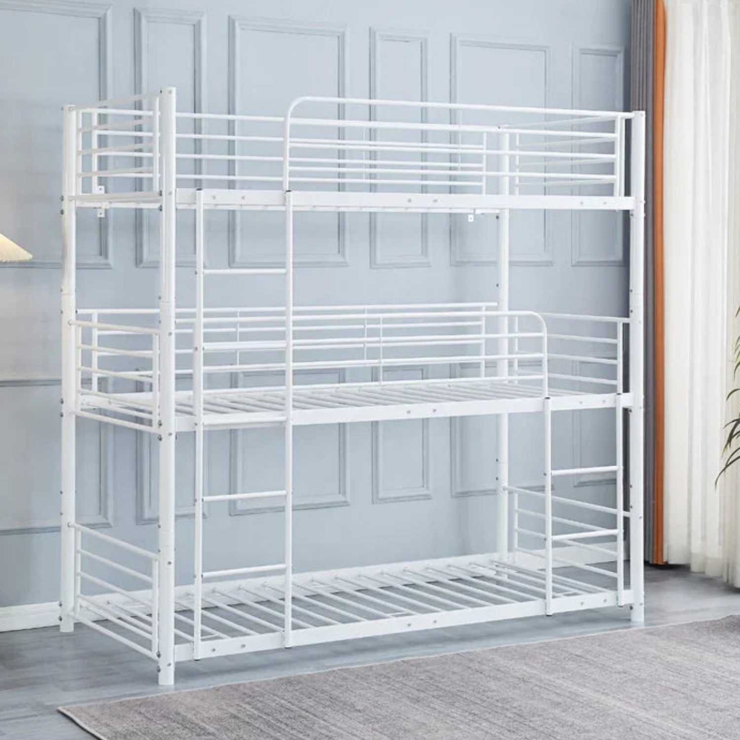 Lit superposé TRIO revêtement et sommier en acier 90 x 190 cm