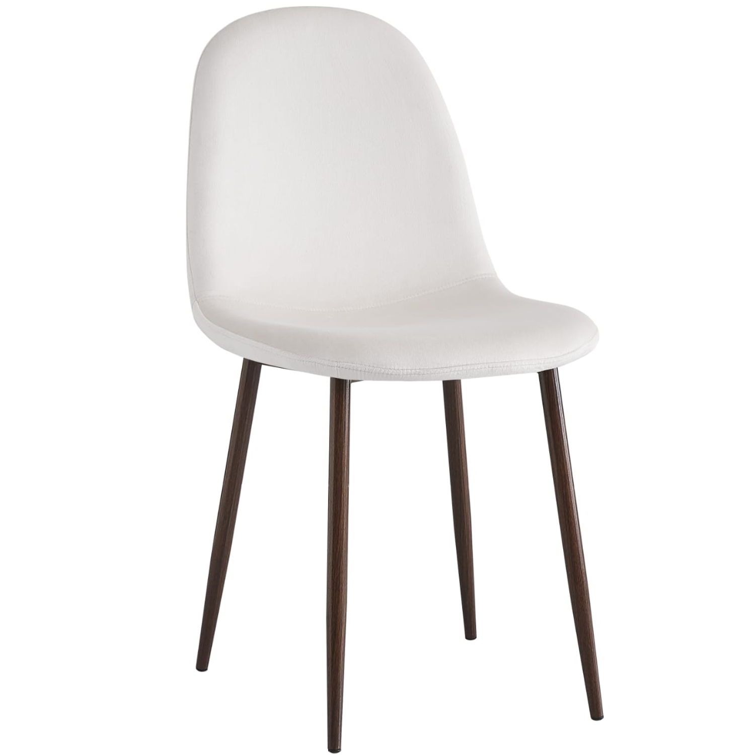 Chaise scandinave  avec  pieds métal effet bois noyer et  Assise velours beige