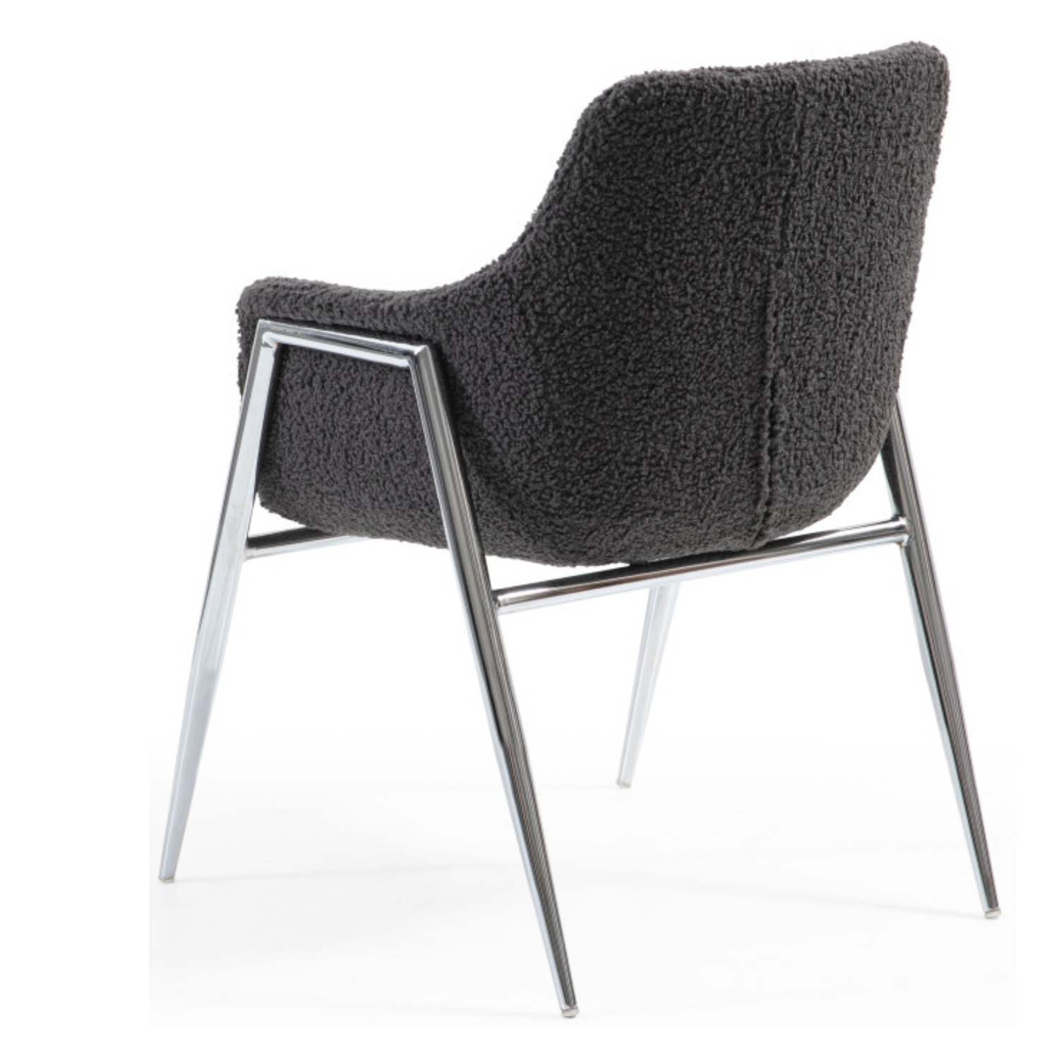Chaise design – Assise et dossier en tissu bouclette, piétement acier (Gris foncé)