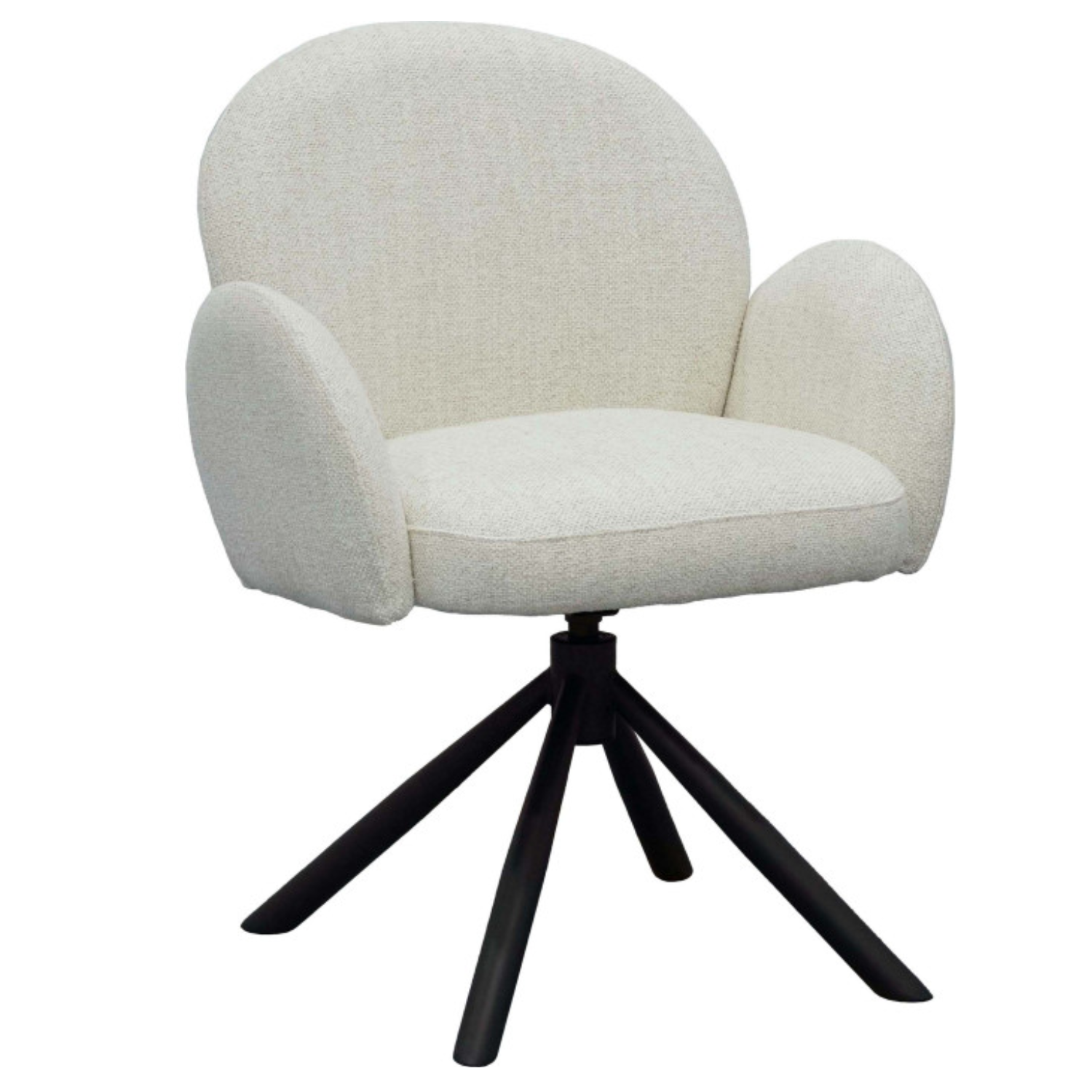 Chaise pivotante 360°   – Tissu chiné avec surpiqûres & pieds acier noir (Noir ou Blanc)
