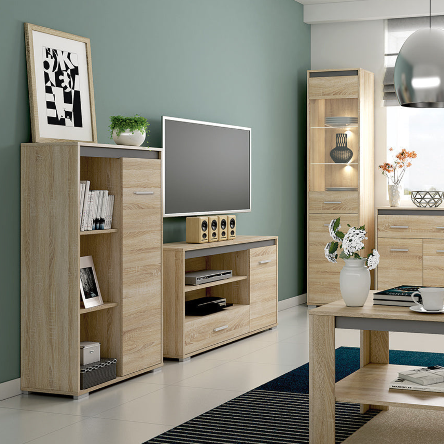 Meuble TV Moderne en Lumière de Sonoma – Design Élégant et Fonctionnel - Rangement TV
