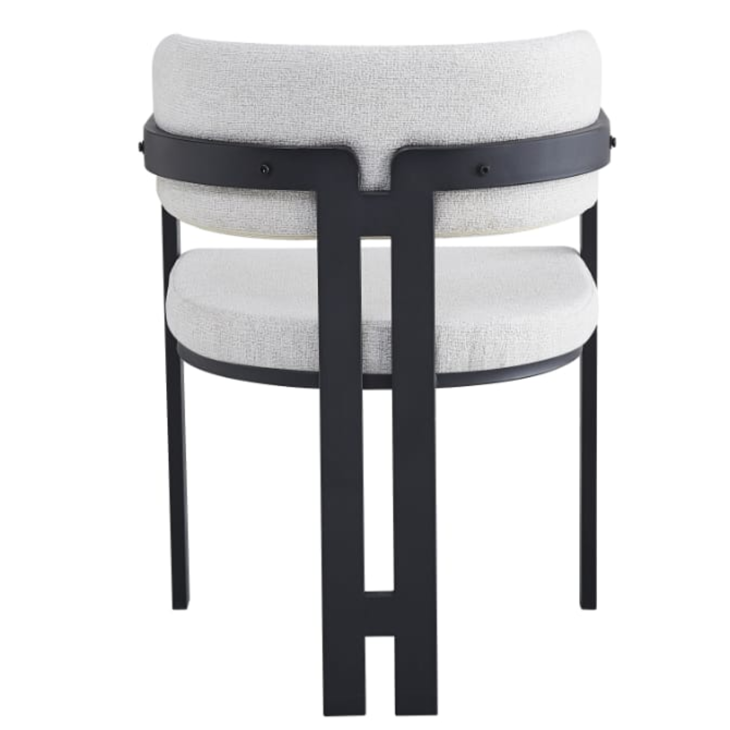 Chaise en  structure en métal noir avec assise en tweed latte confortable