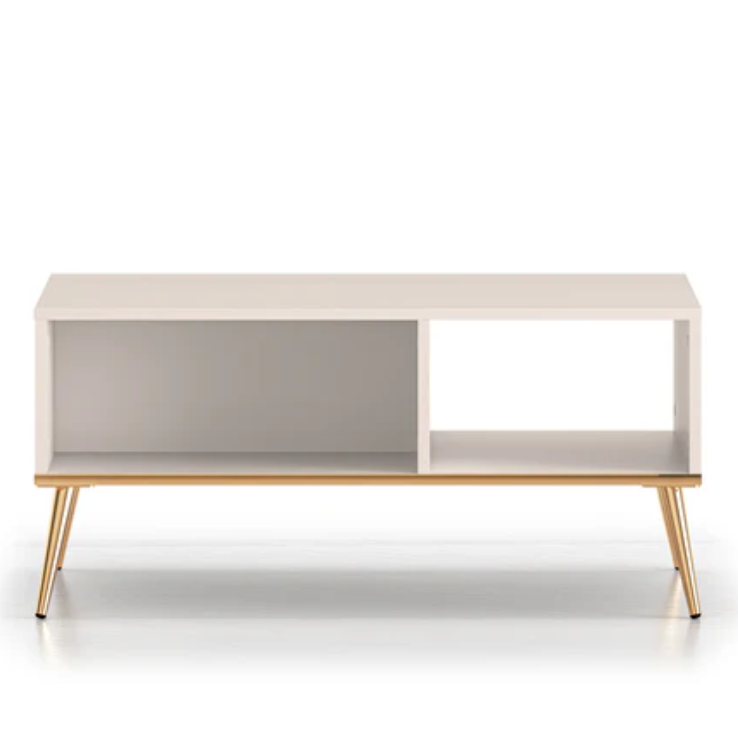 Table Basse  - Design Cachemire avec Pieds Dorés et Rangements Spacieux