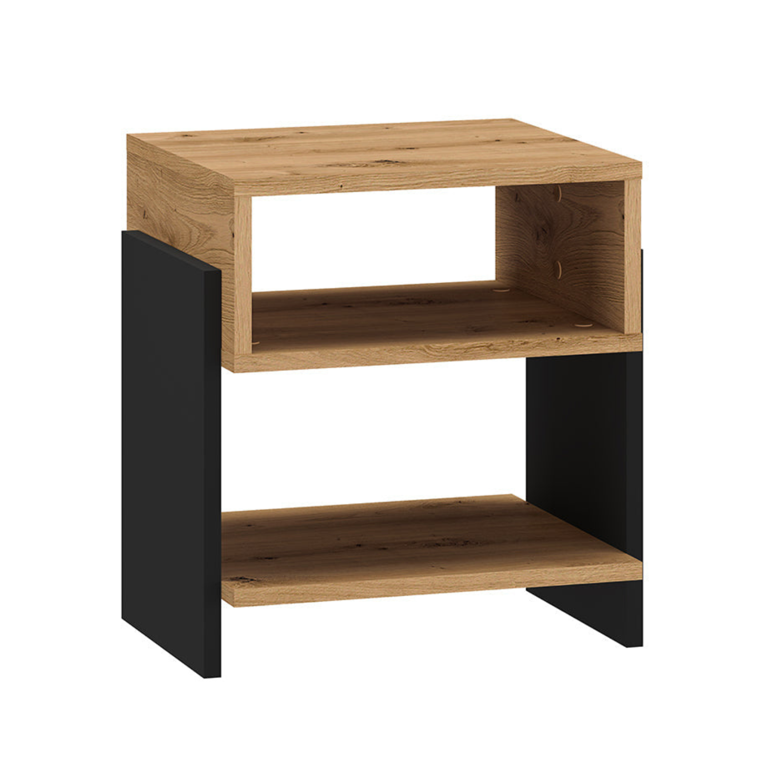 Table de chevet avec Bordure ABS - Résistance et Esthétique en Chêne Artisanal et Noir