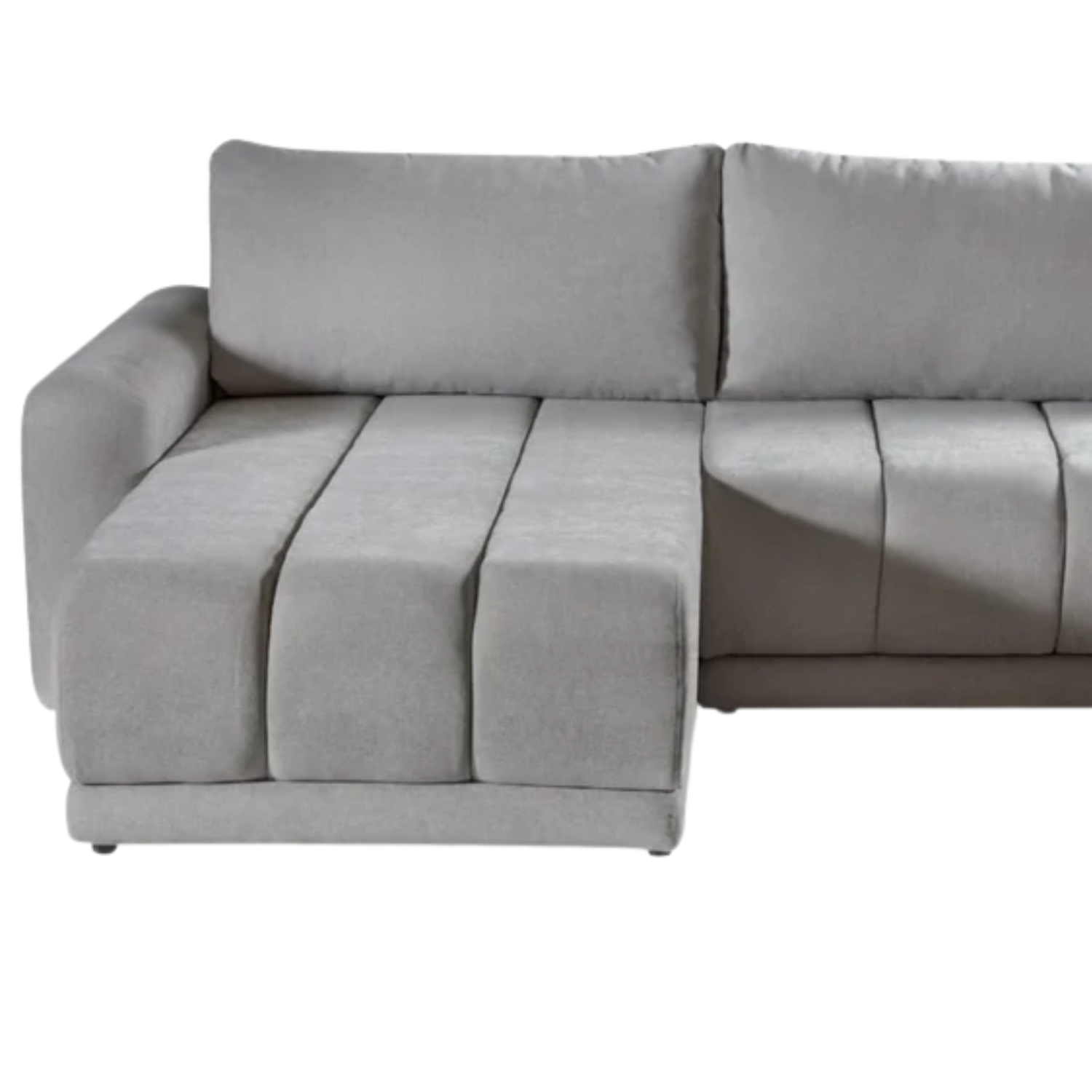 Canapé panoramique convertible Gris avec lit intégré et finitions haut de gamme