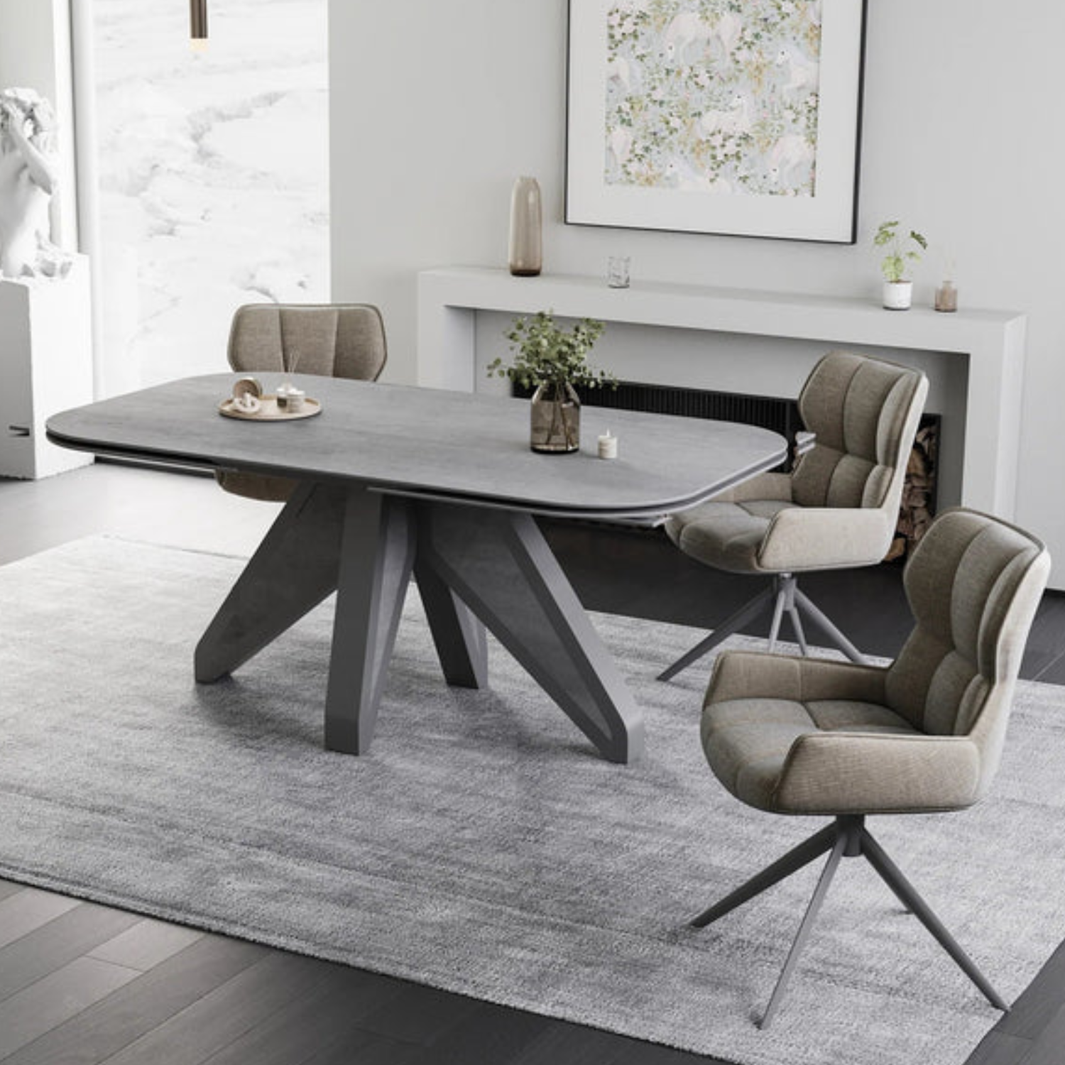 Table de salle à manger design extensible Bianca : une élégance céramique pour vos repas