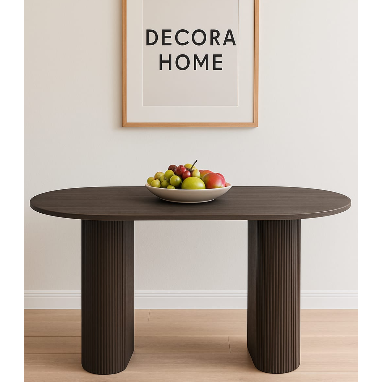 TABLE A MANGER PIED NOYER CERAMIQUE EFFET NOYER 180x90x75 CM